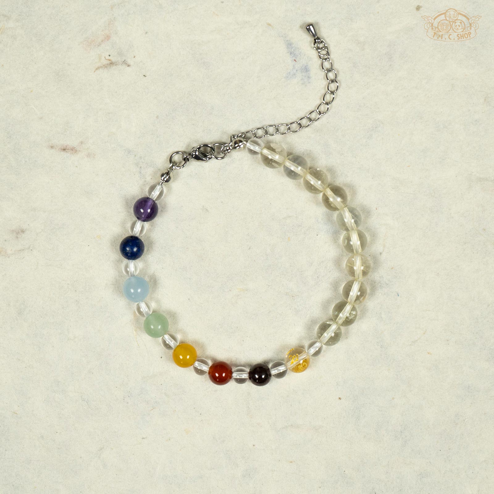 Seven Chakra 6mm Beads Bracelet with Om Mantra