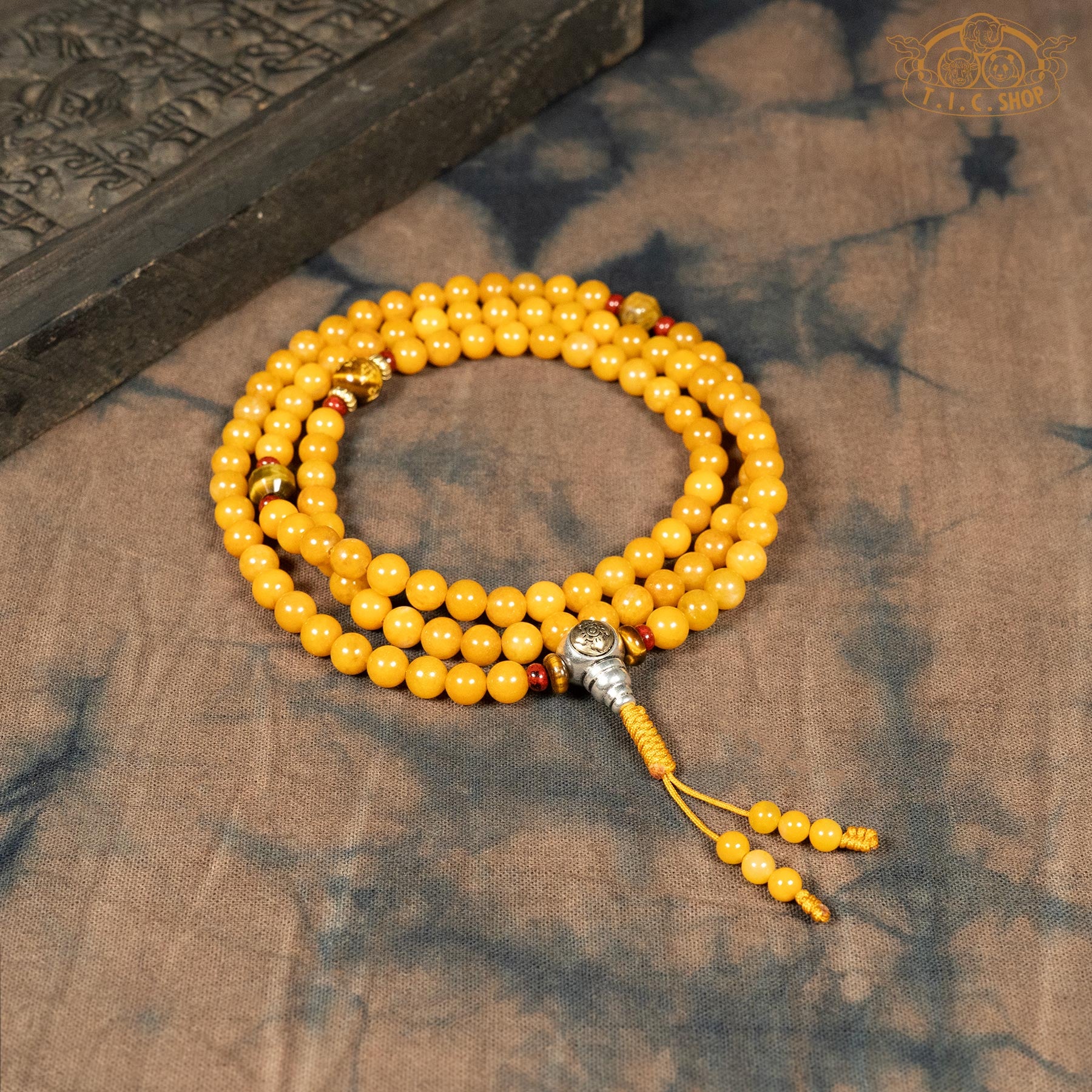 Yellow Chalcedony 6mm 108-Bead Traditional Prayer Mala