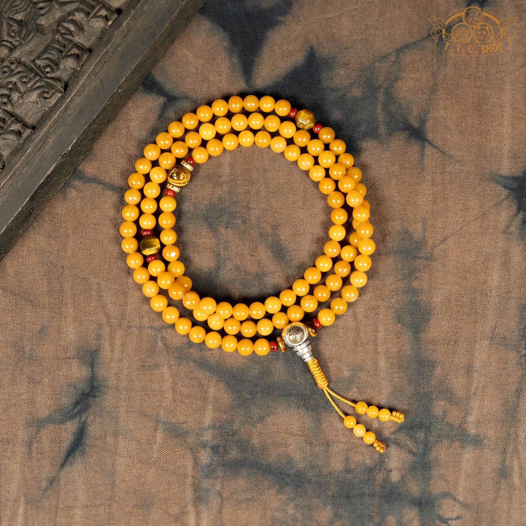 Yellow Chalcedony 6mm 108-Bead Traditional Prayer Mala
