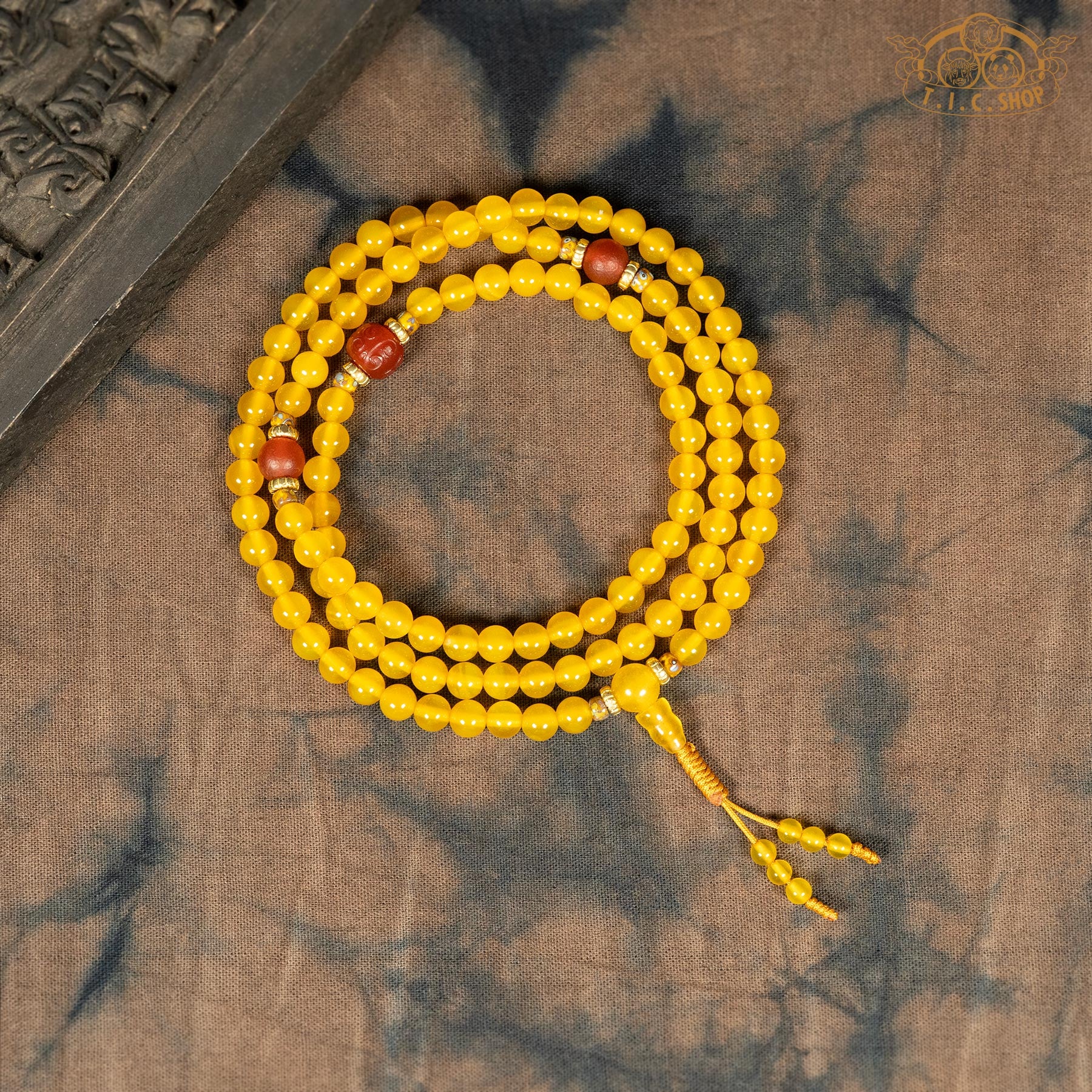Yellow Agate 6mm 108-Bead Traditional Prayer Mala
