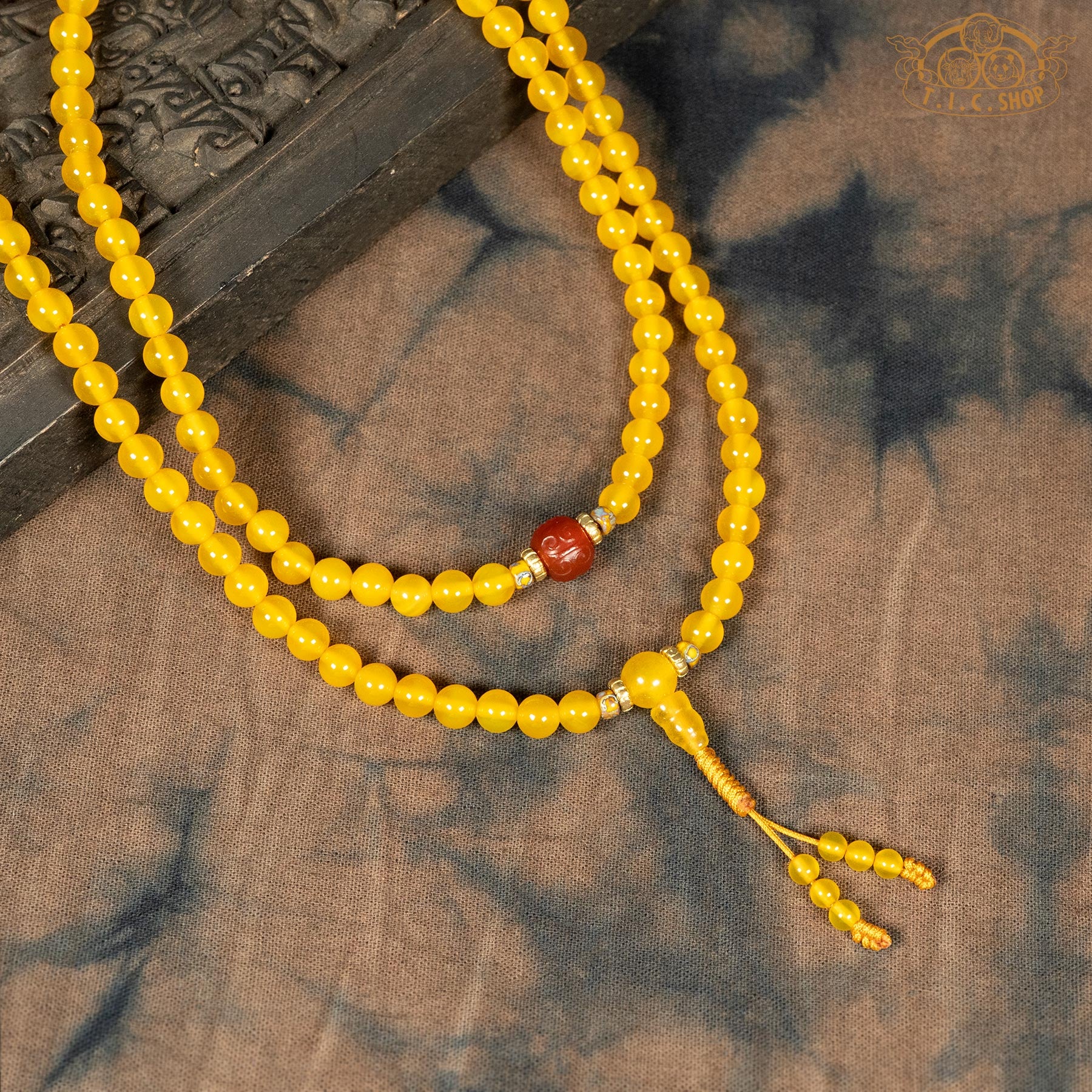 Yellow Agate 6mm 108-Bead Traditional Prayer Mala
