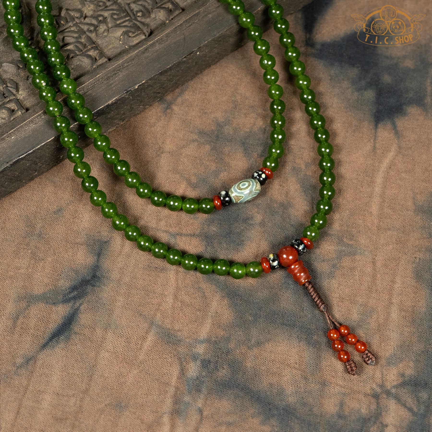 Green Agate 6mm 108-Bead Traditional Prayer Mala