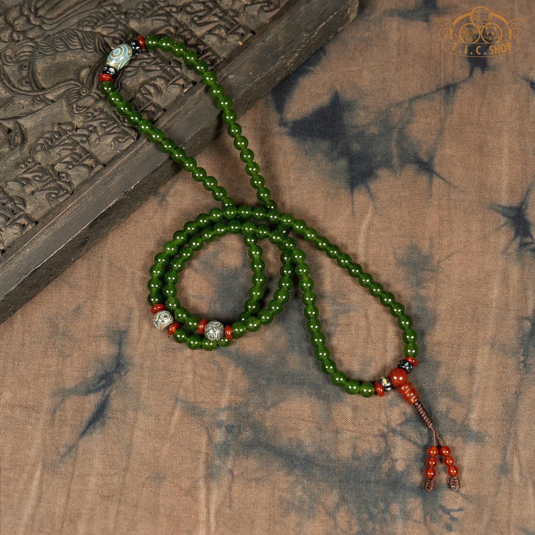 Green Agate 6mm 108-Bead Traditional Prayer Mala