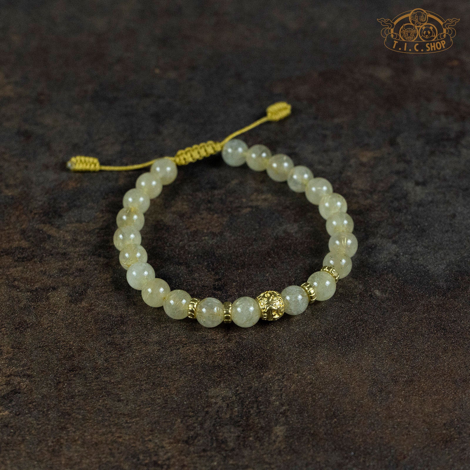 Om Mantra Citrine 6mm Beads Bracelet