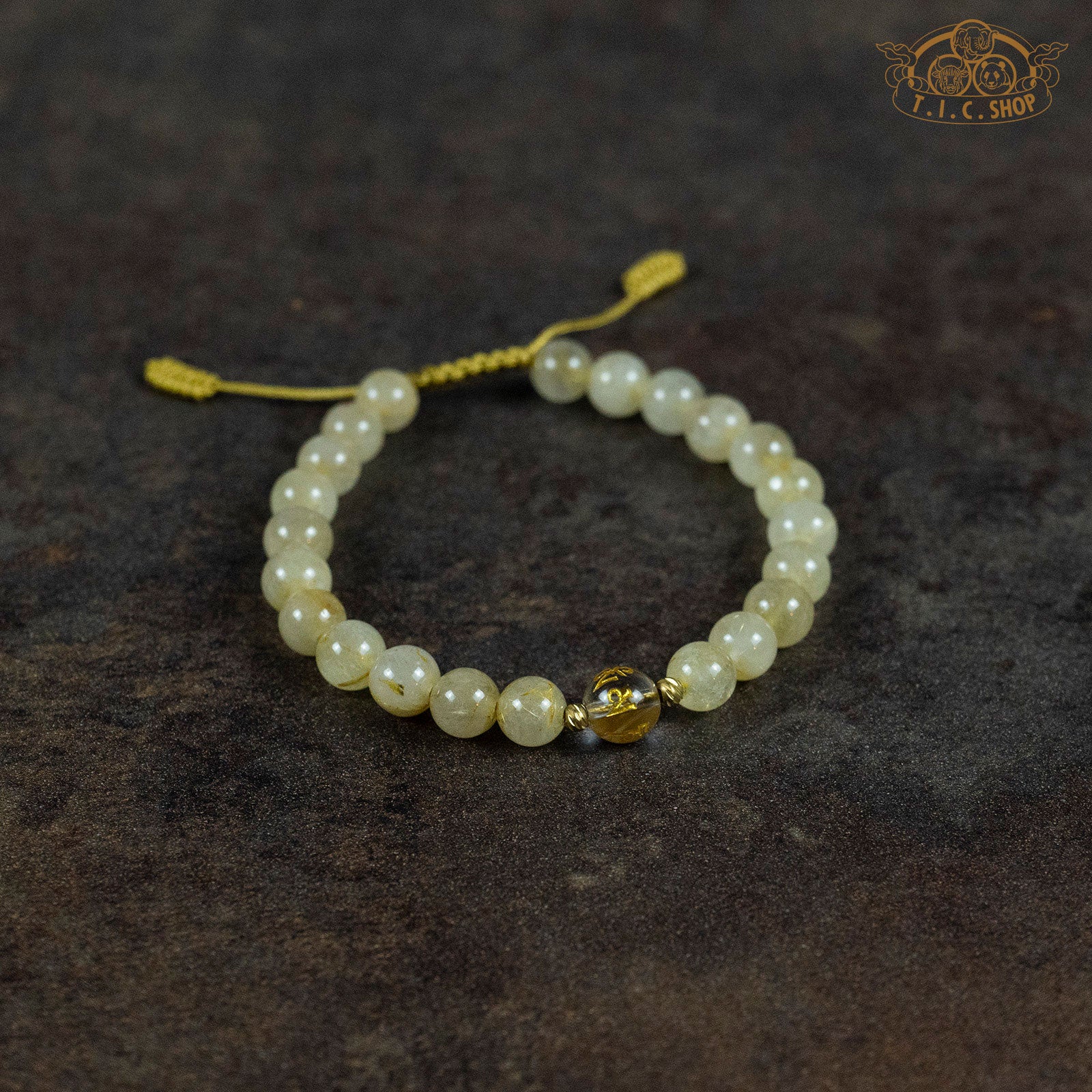 Om Mantra Citrine 6mm Beads Bracelet