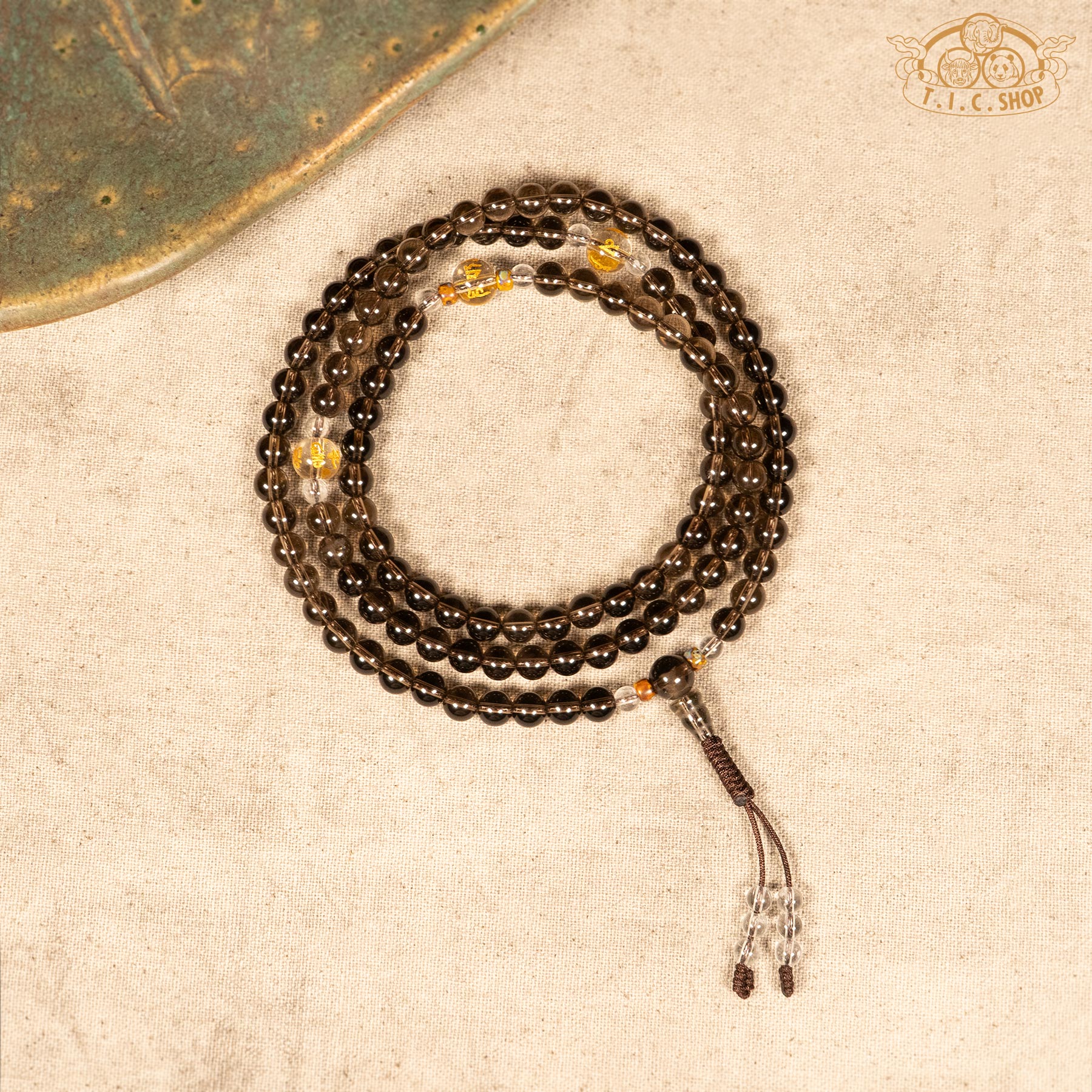 Smoky Quartz 6mm 108-Bead Traditional Prayer Mala