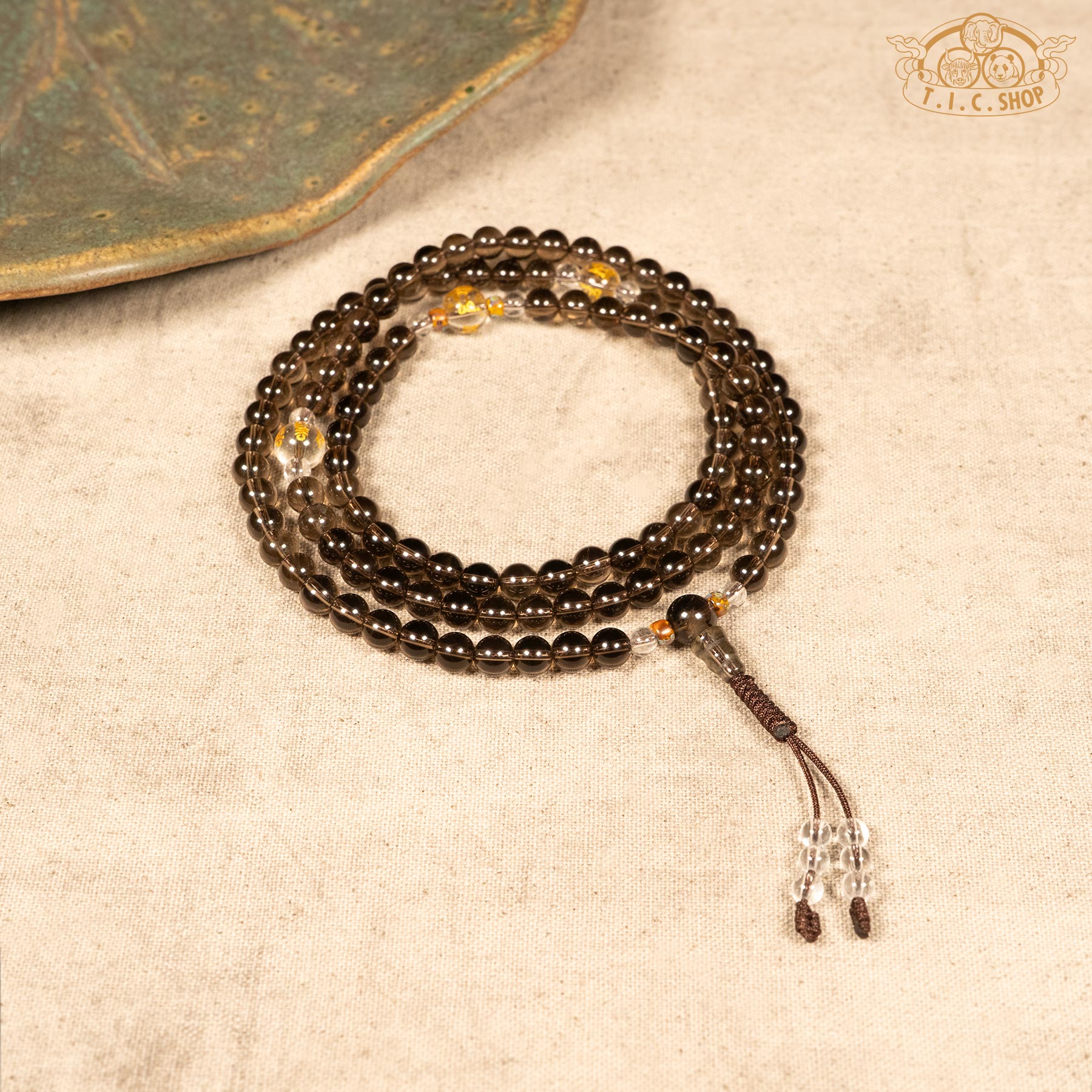Smoky Quartz 6mm 108-Bead Traditional Prayer Mala