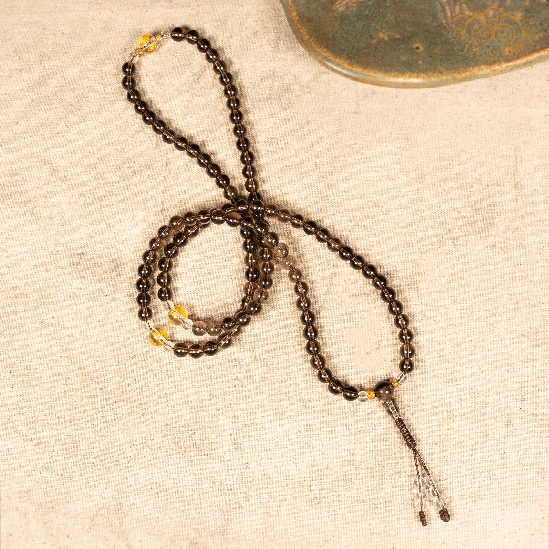 Smoky Quartz 6mm 108-Bead Traditional Prayer Mala
