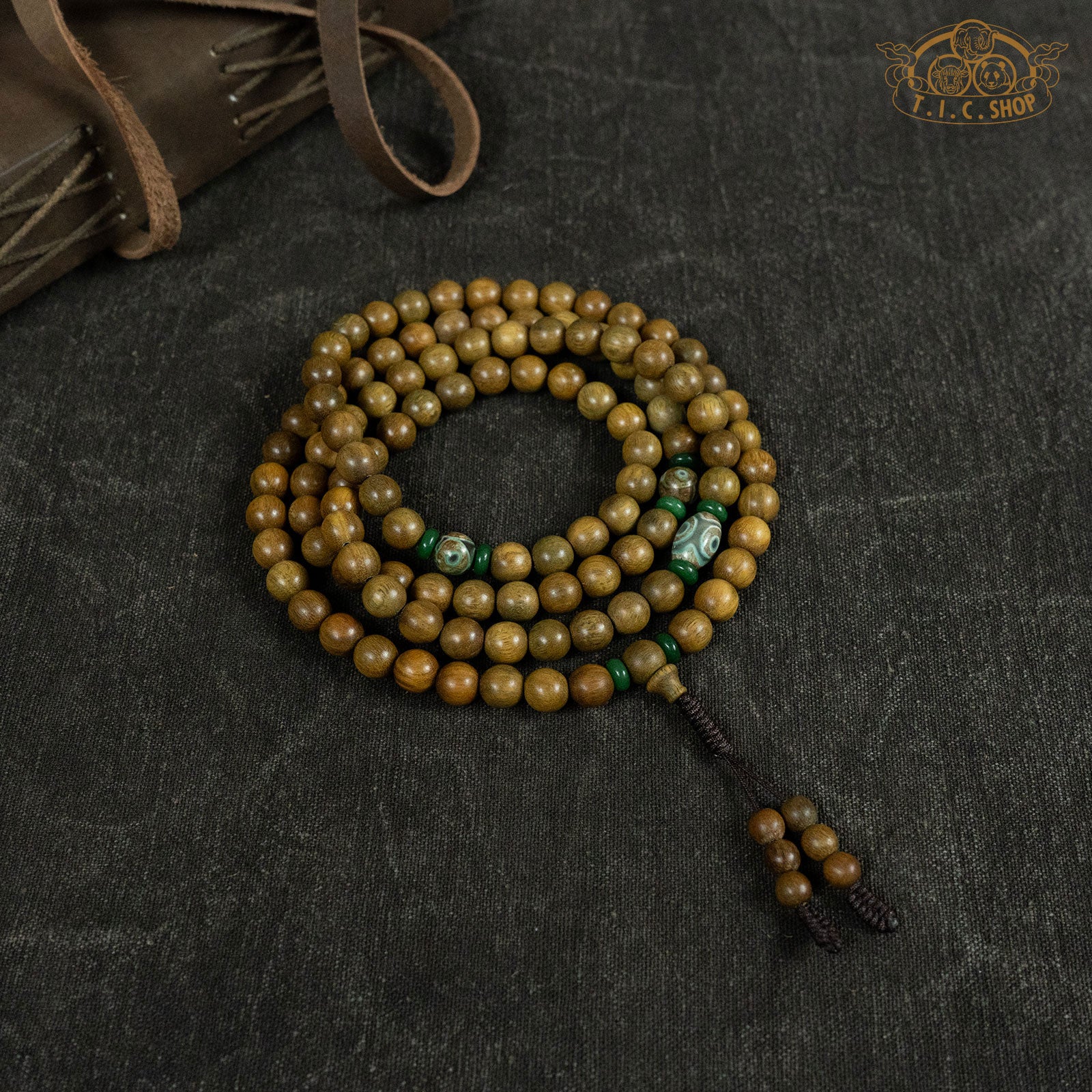 Green Sandalwood 8mm 108-Bead Traditional Prayer Mala