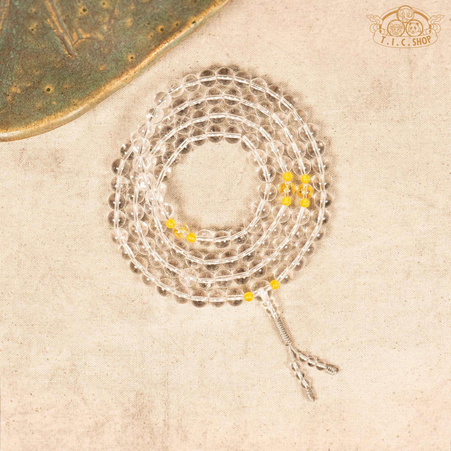 Clear Quartz 8mm 108-Bead Traditional Prayer Mala