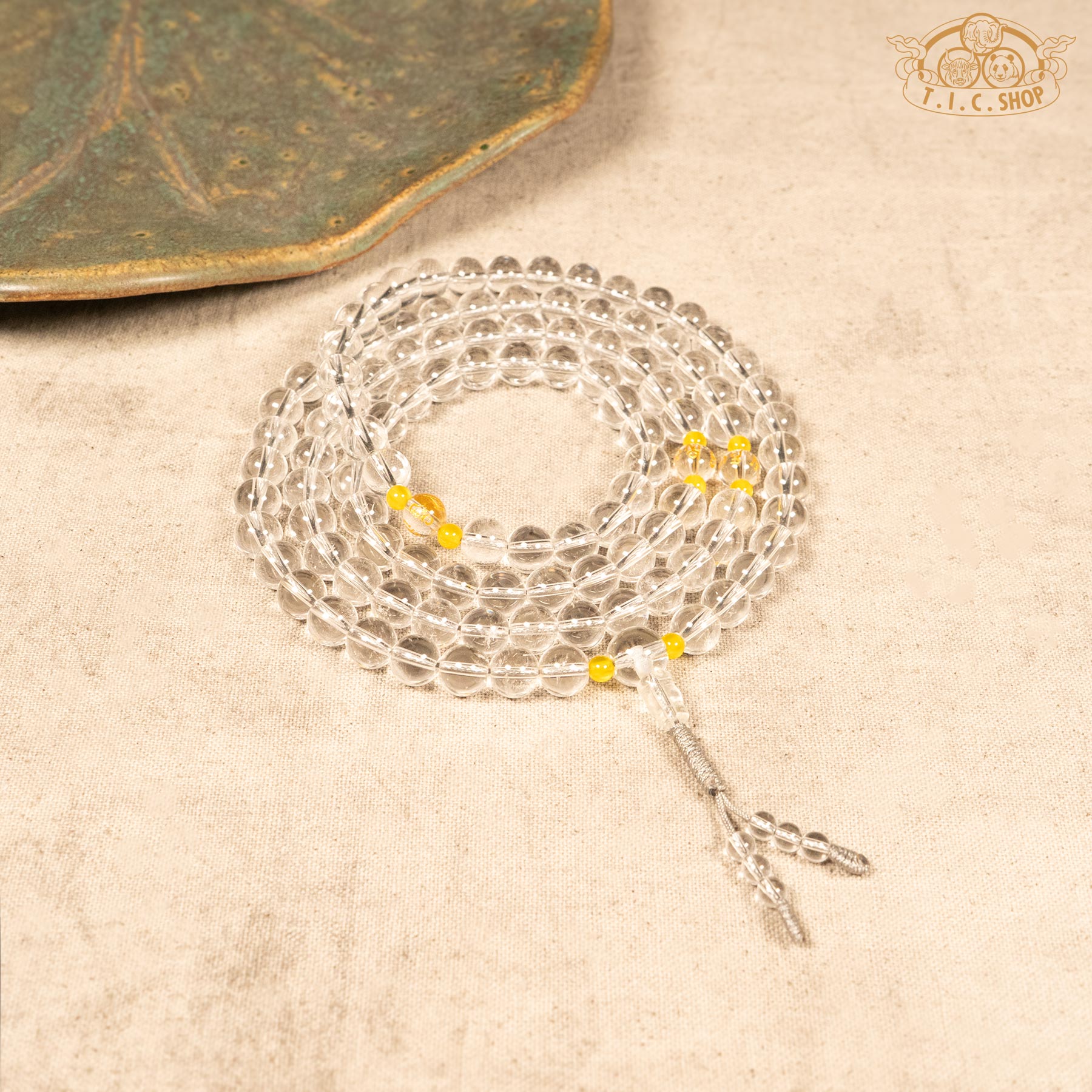 Clear Quartz 8mm 108-Bead Traditional Prayer Mala