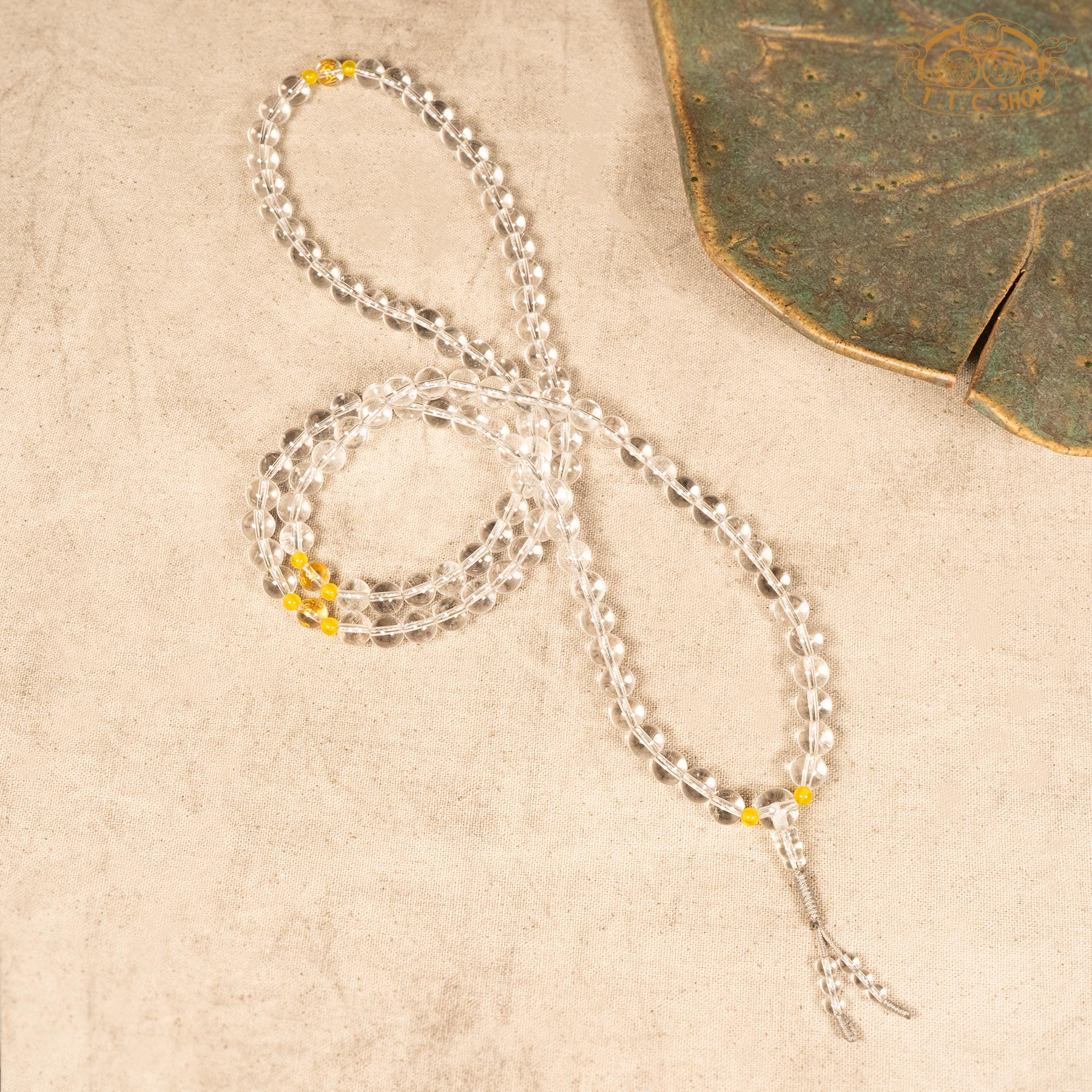 Clear Quartz 8mm 108-Bead Traditional Prayer Mala