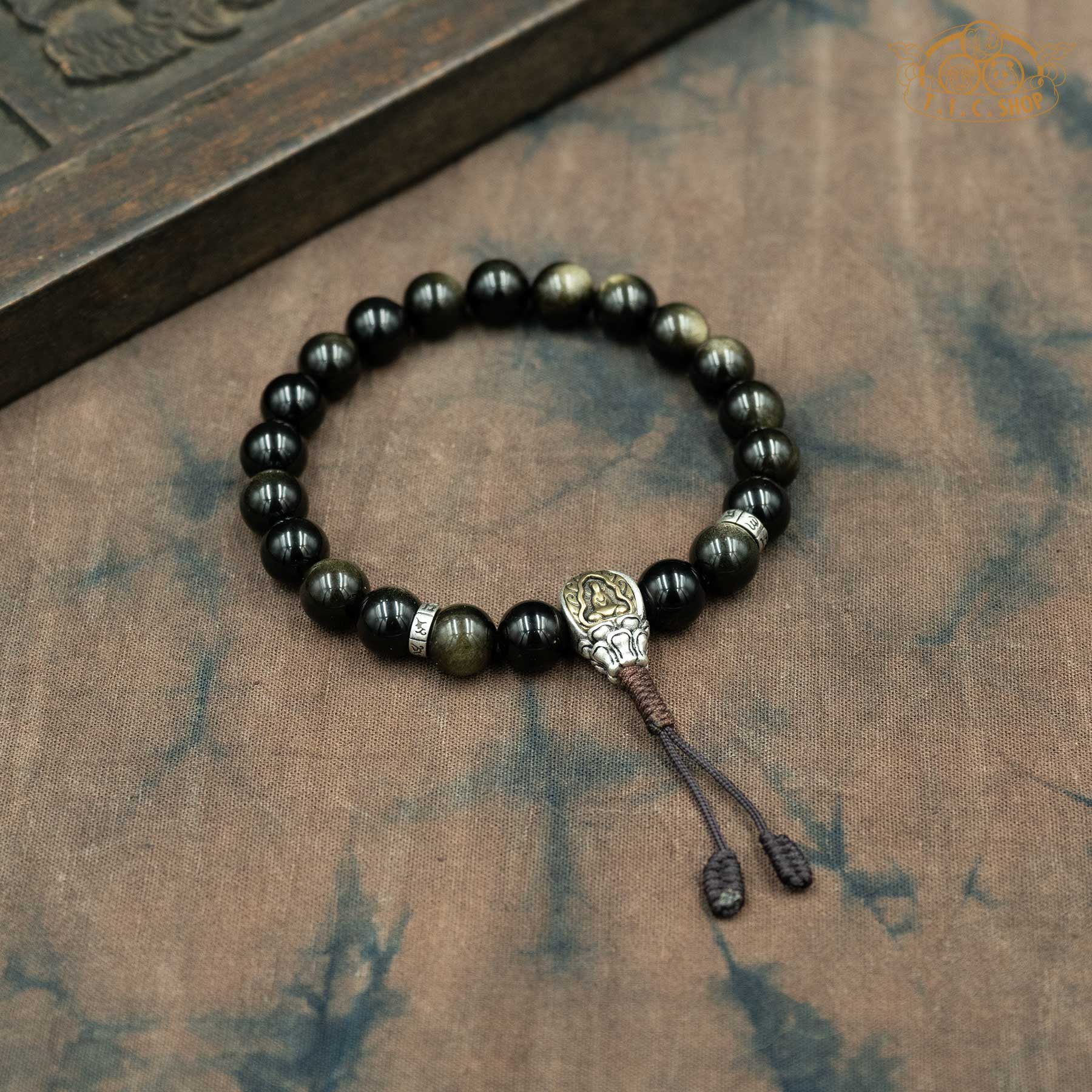 Golden Sheen Obsidian 10mm Beads Wrist Mala