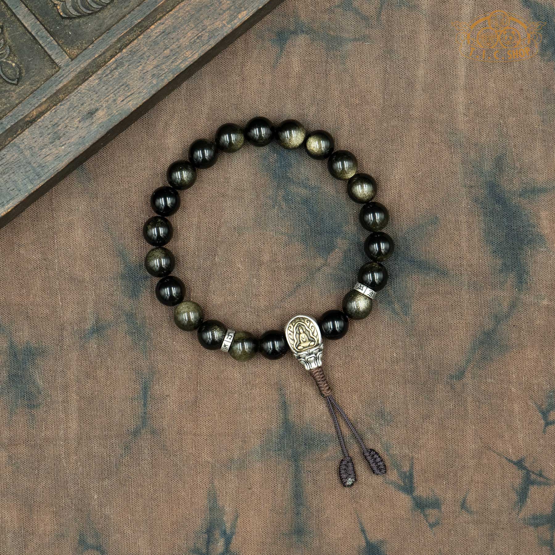 Golden Sheen Obsidian 10mm Beads Wrist Mala