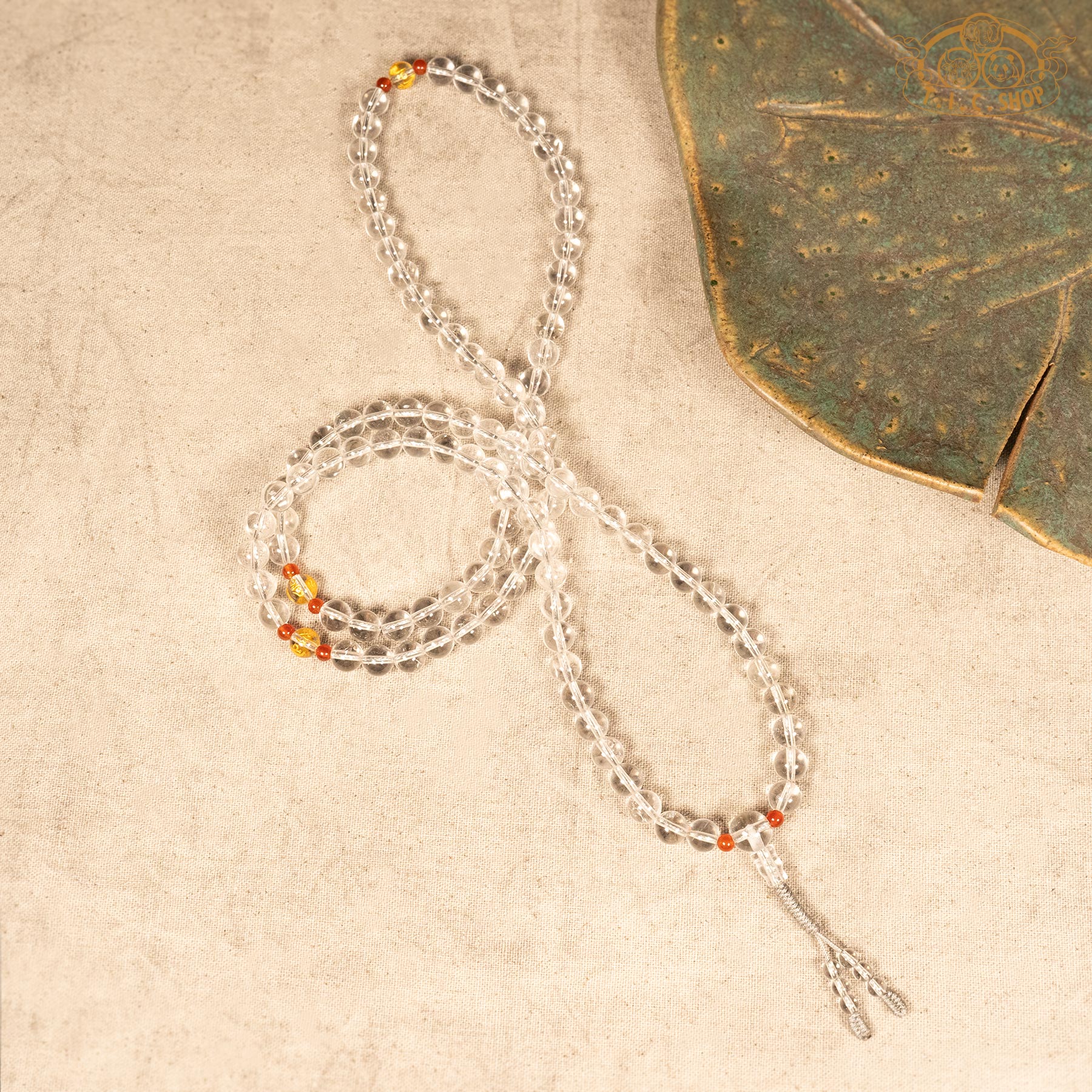 Clear Quartz 8mm 108-Bead Traditional Prayer Mala