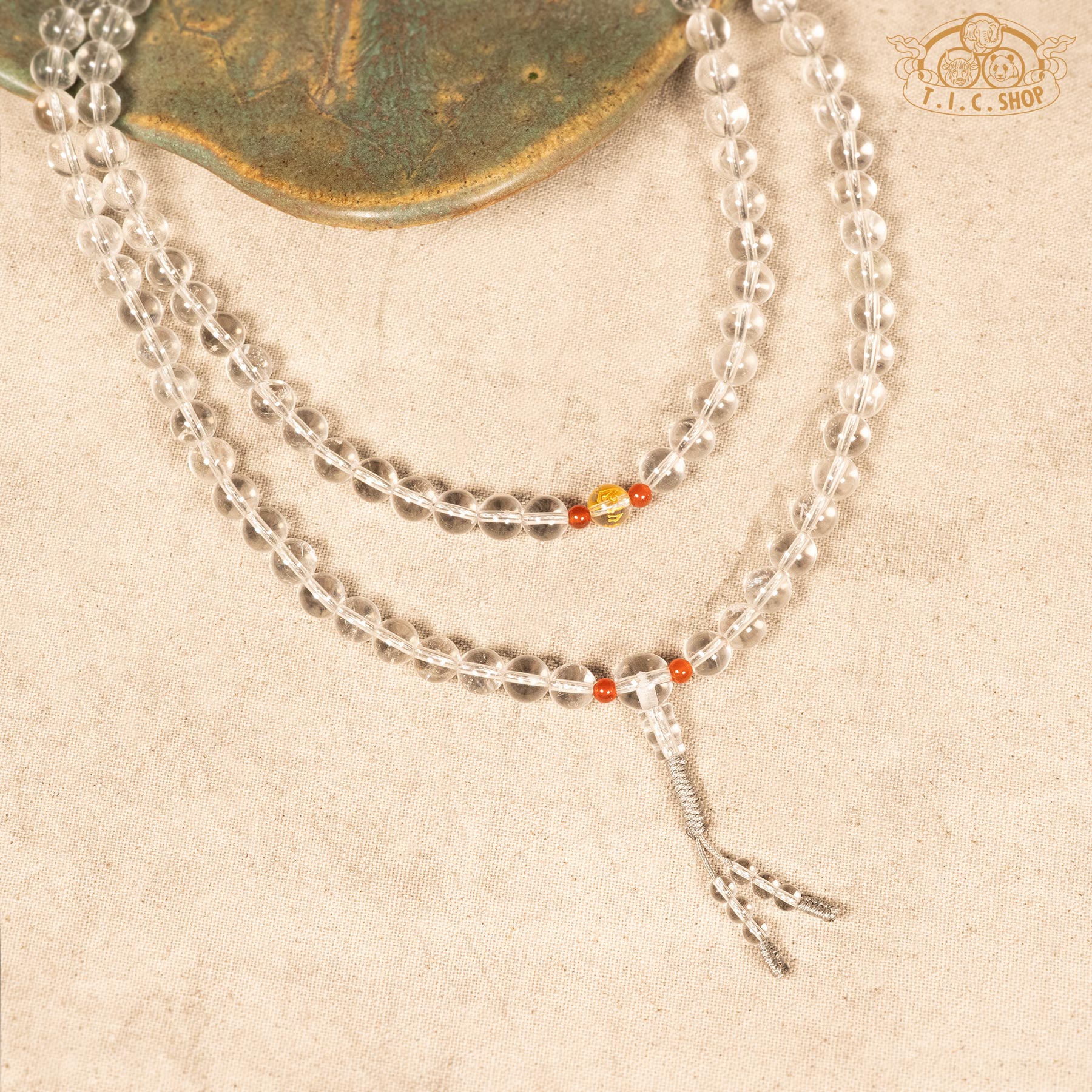 Clear Quartz 8mm 108-Bead Traditional Prayer Mala