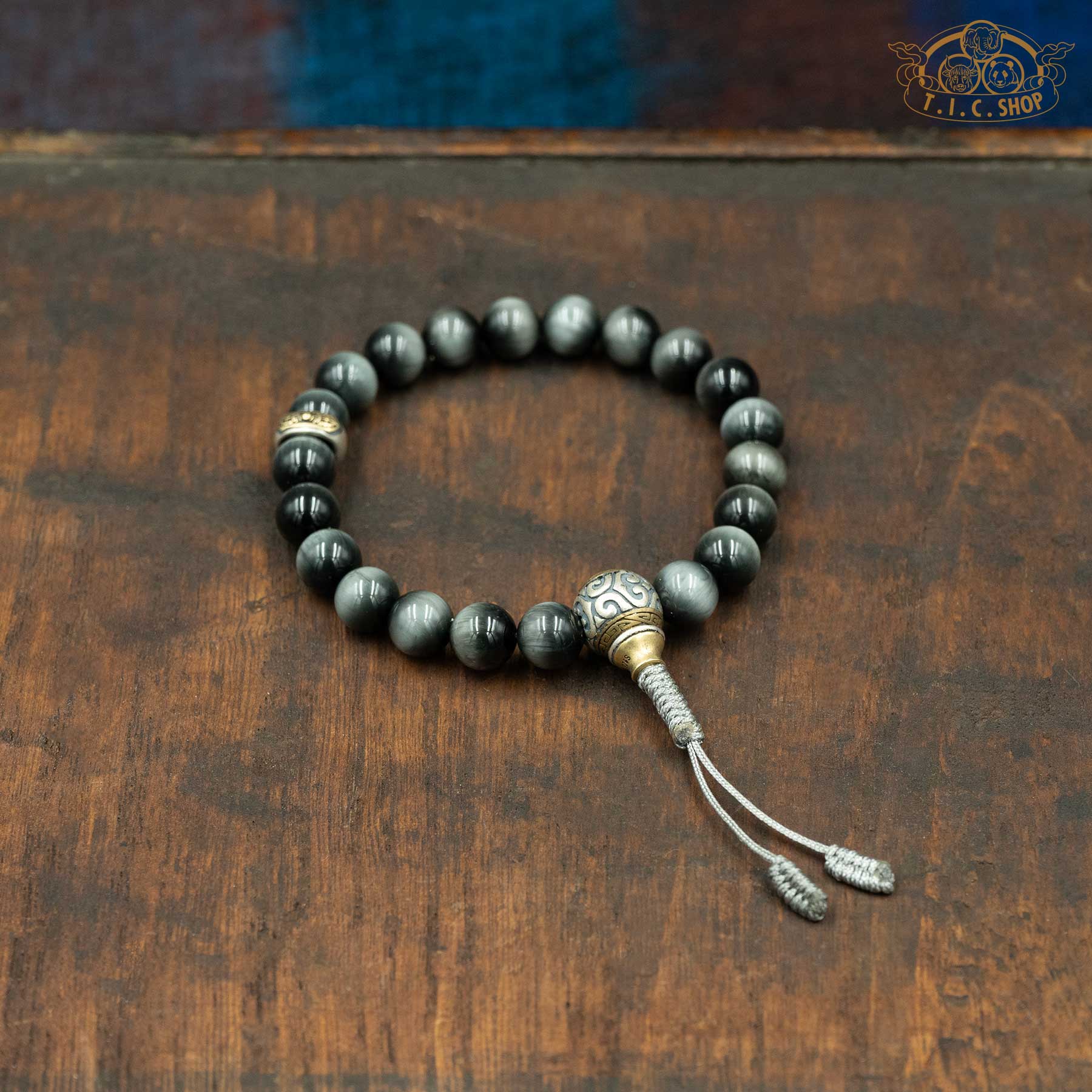 Hawk Eye Stone 8mm Beads Wrist Mala