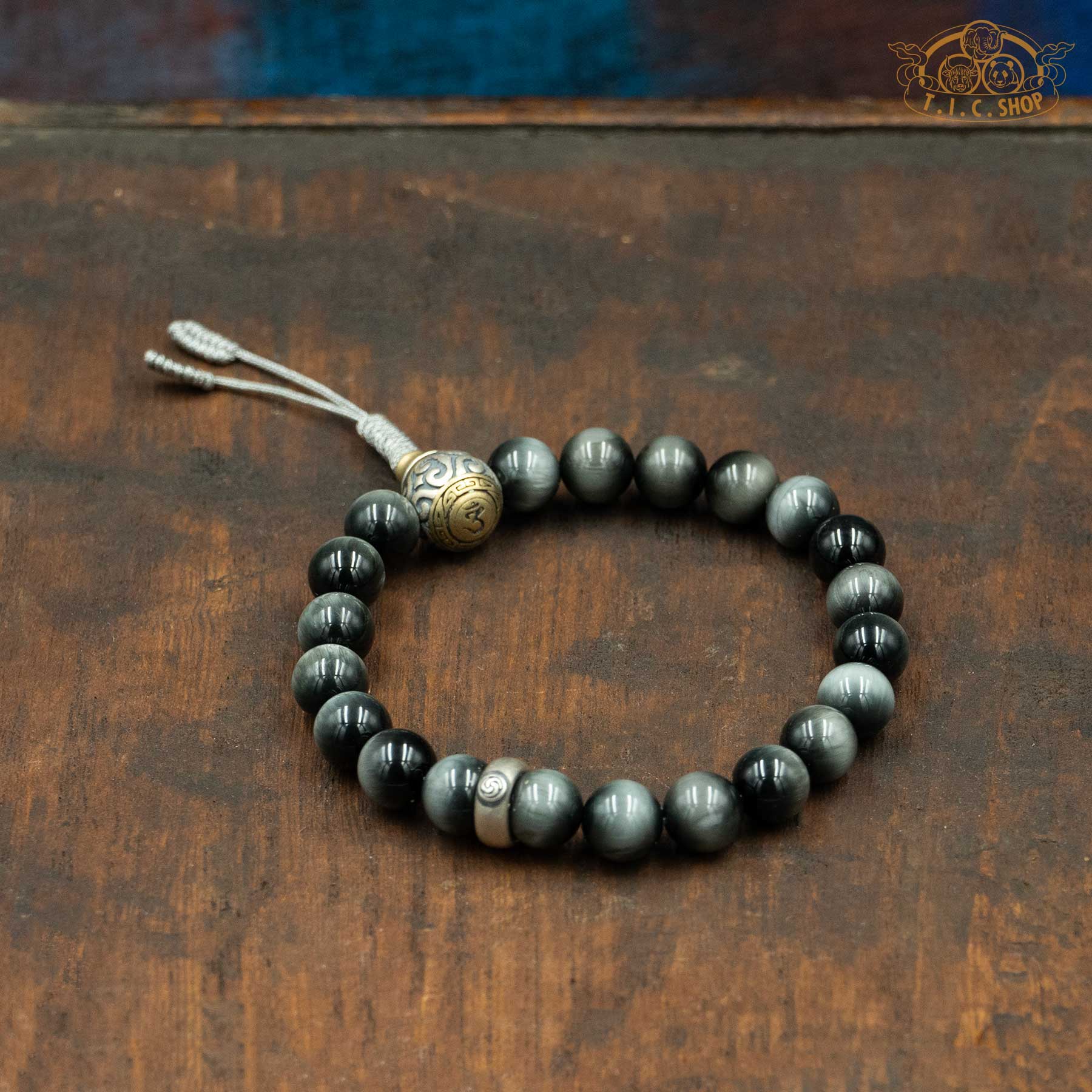 Hawk Eye Stone 8mm Beads Wrist Mala