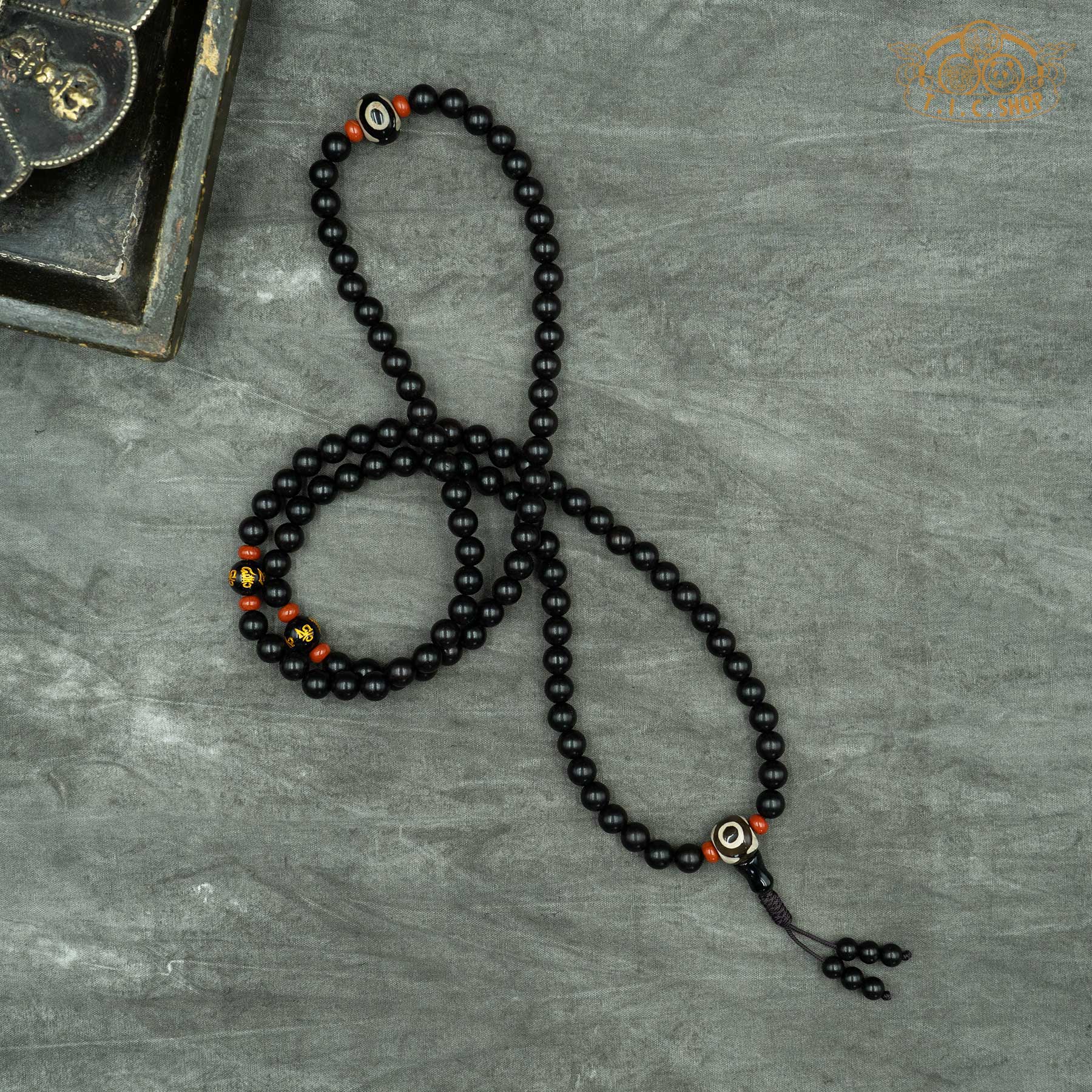 Black Sandalwood 8mm 108-Bead Traditional Prayer Mala