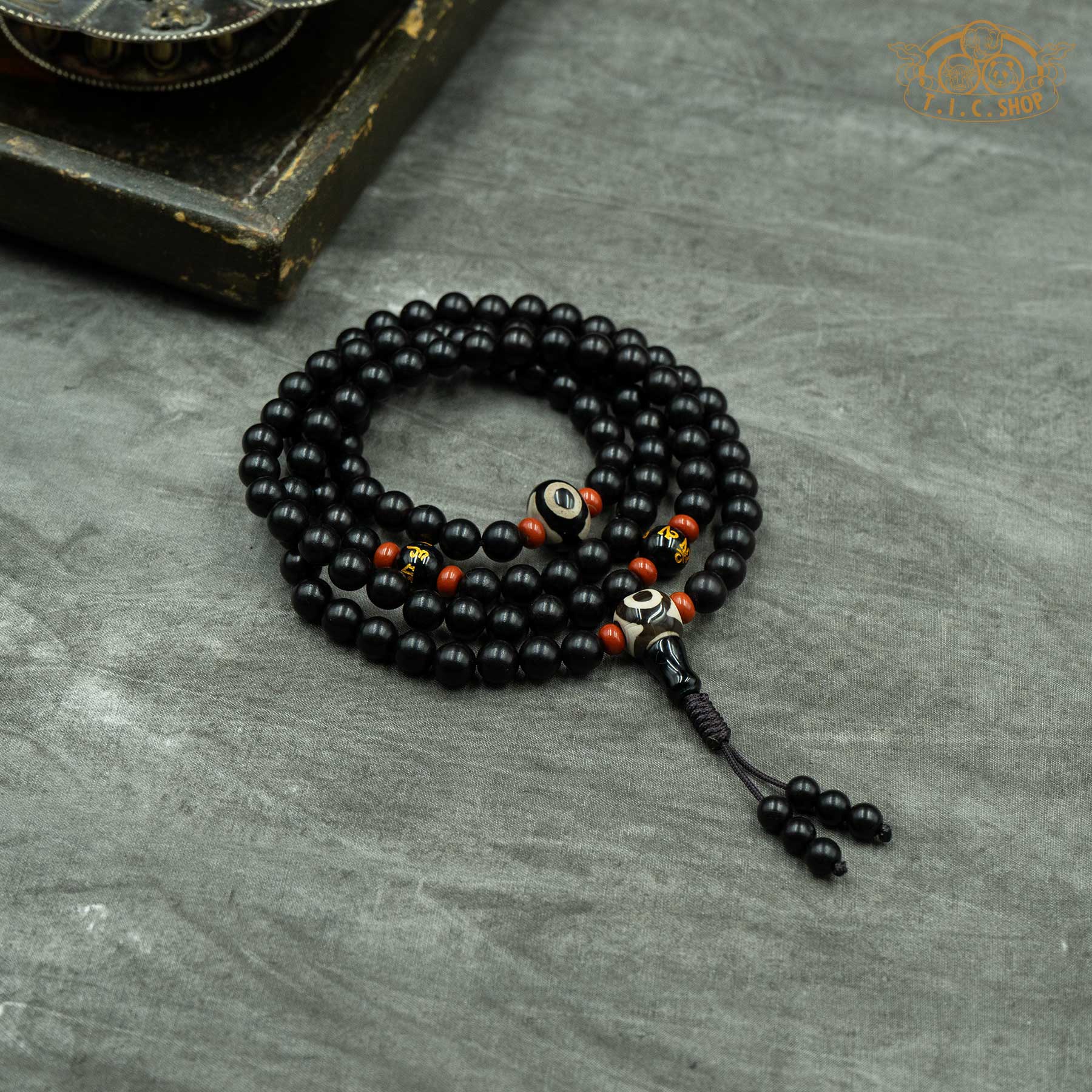 Black Sandalwood 8mm 108-Bead Traditional Prayer Mala