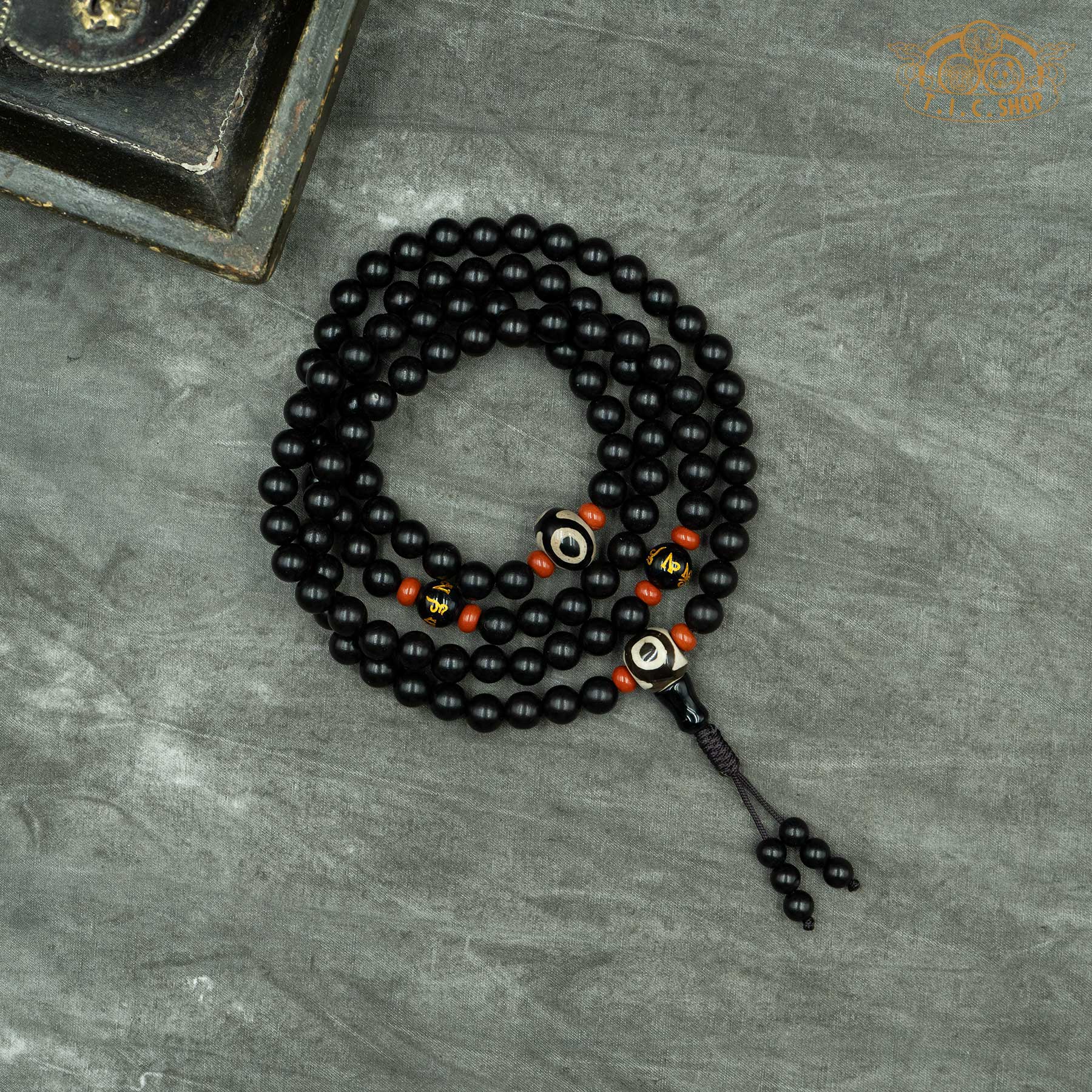 Black Sandalwood 8mm 108-Bead Traditional Prayer Mala