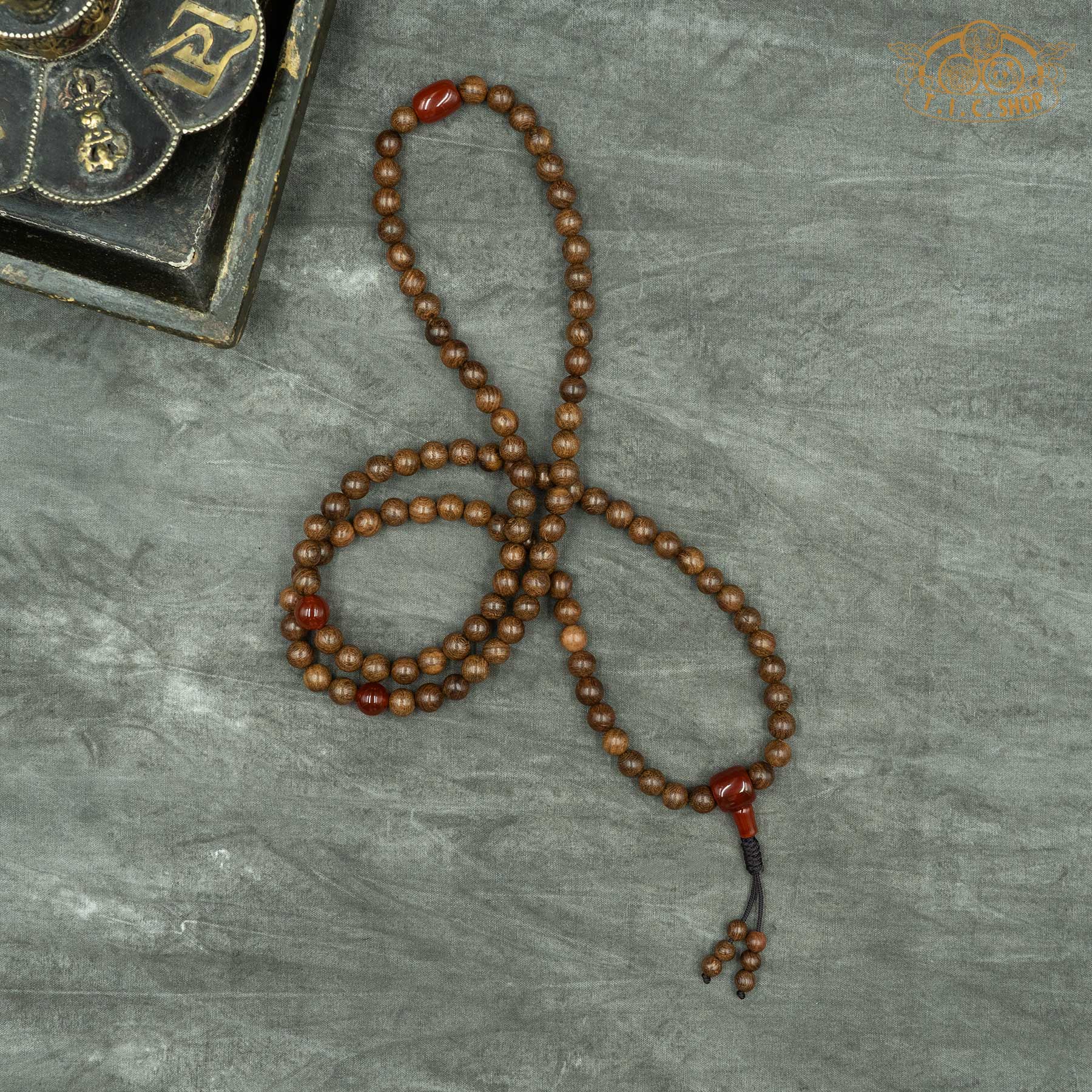 Golden Sandalwood 8mm 108-Bead Traditional Prayer Mala