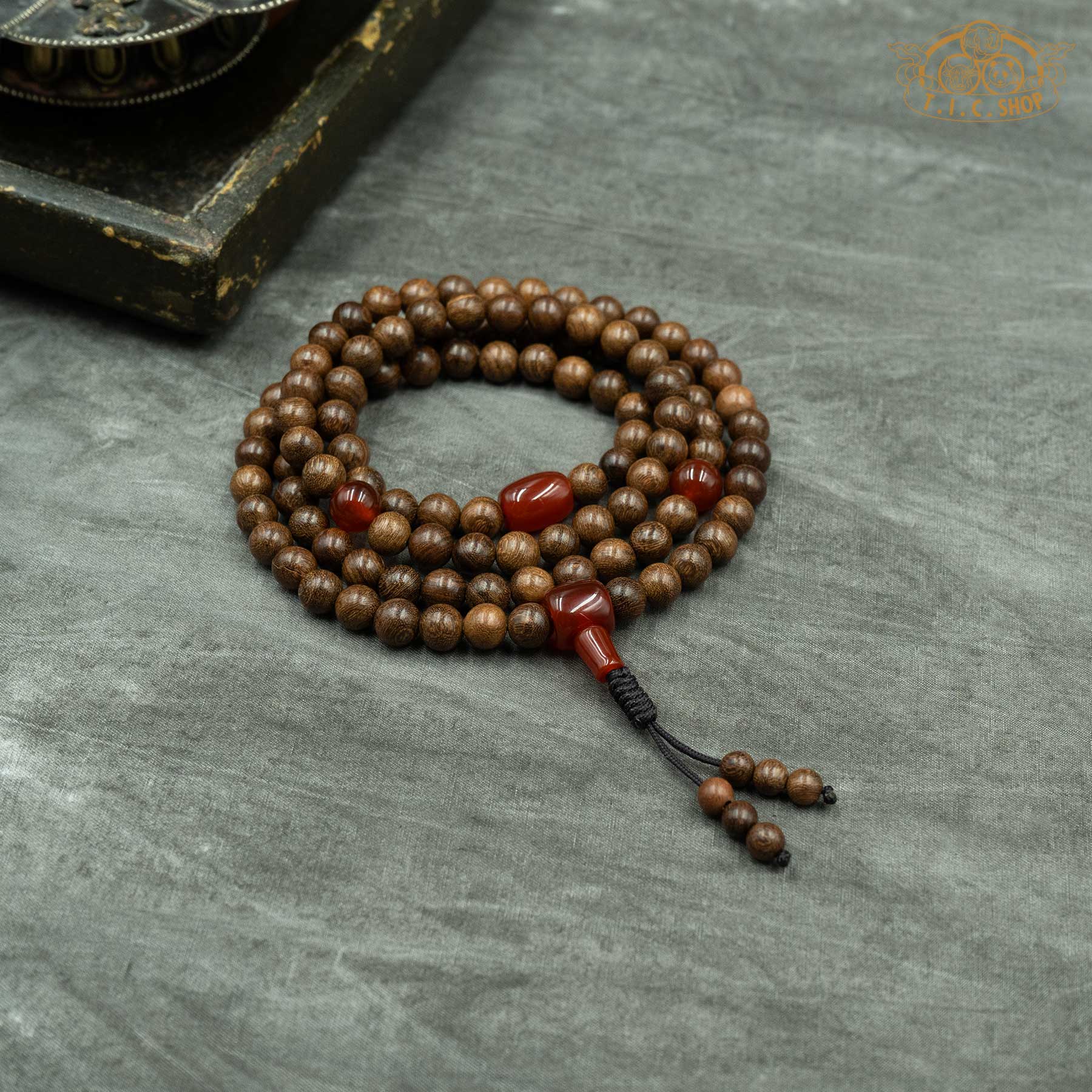 Golden Sandalwood 8mm 108-Bead Traditional Prayer Mala