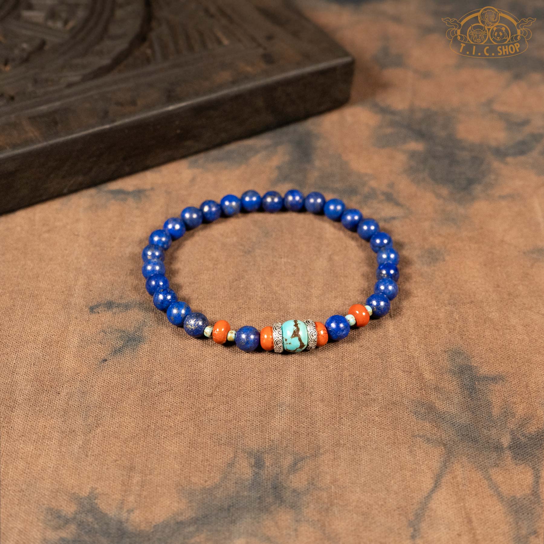 Lapis Lazuli 6mm Bead Bracelet with Blue Magnesite