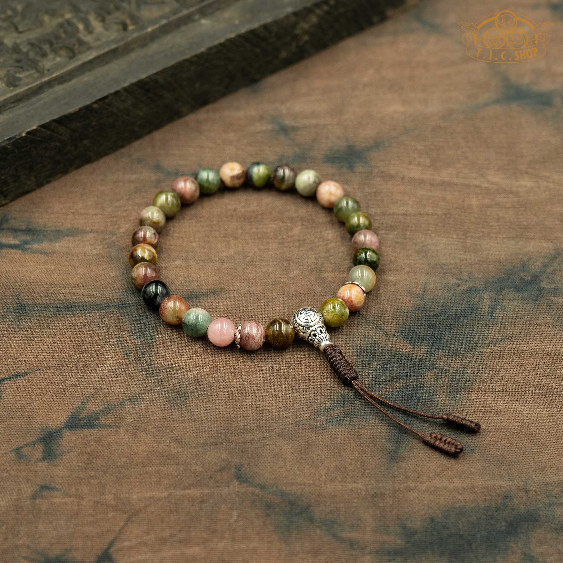 'Clear Cool Mountain' Tourmaline 7mm Wrist Mala with S925 Guru Bead