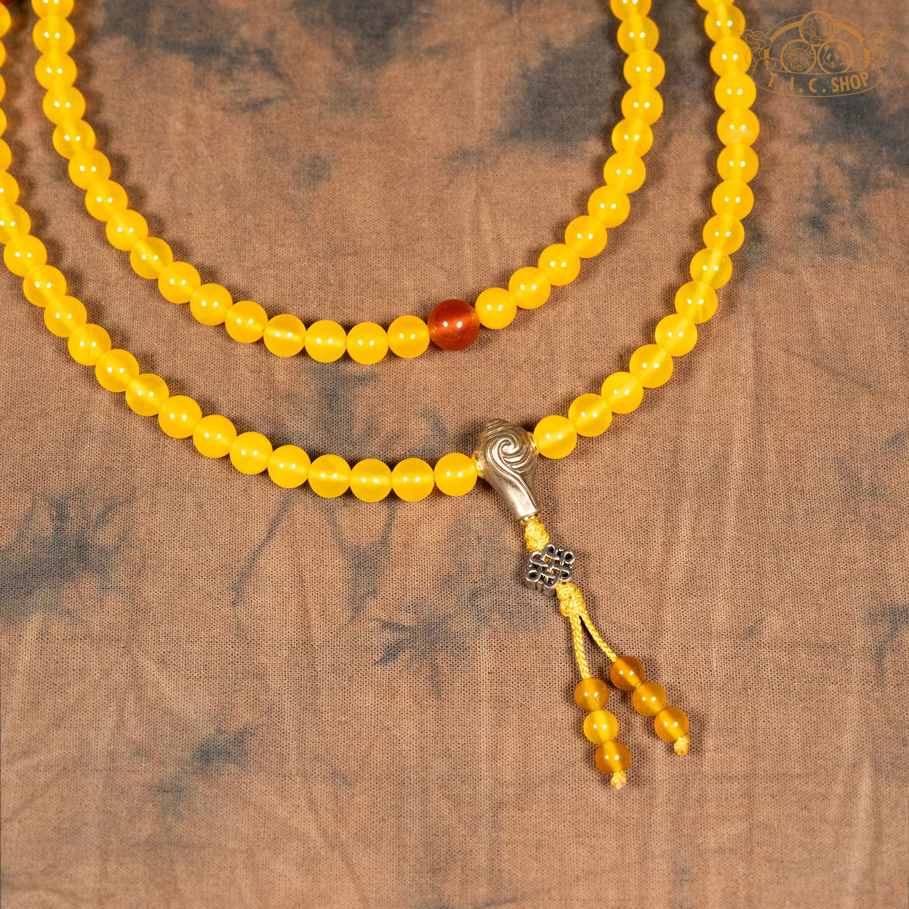 Yellow Agate 8mm 108-Bead Traditional Prayer Mala