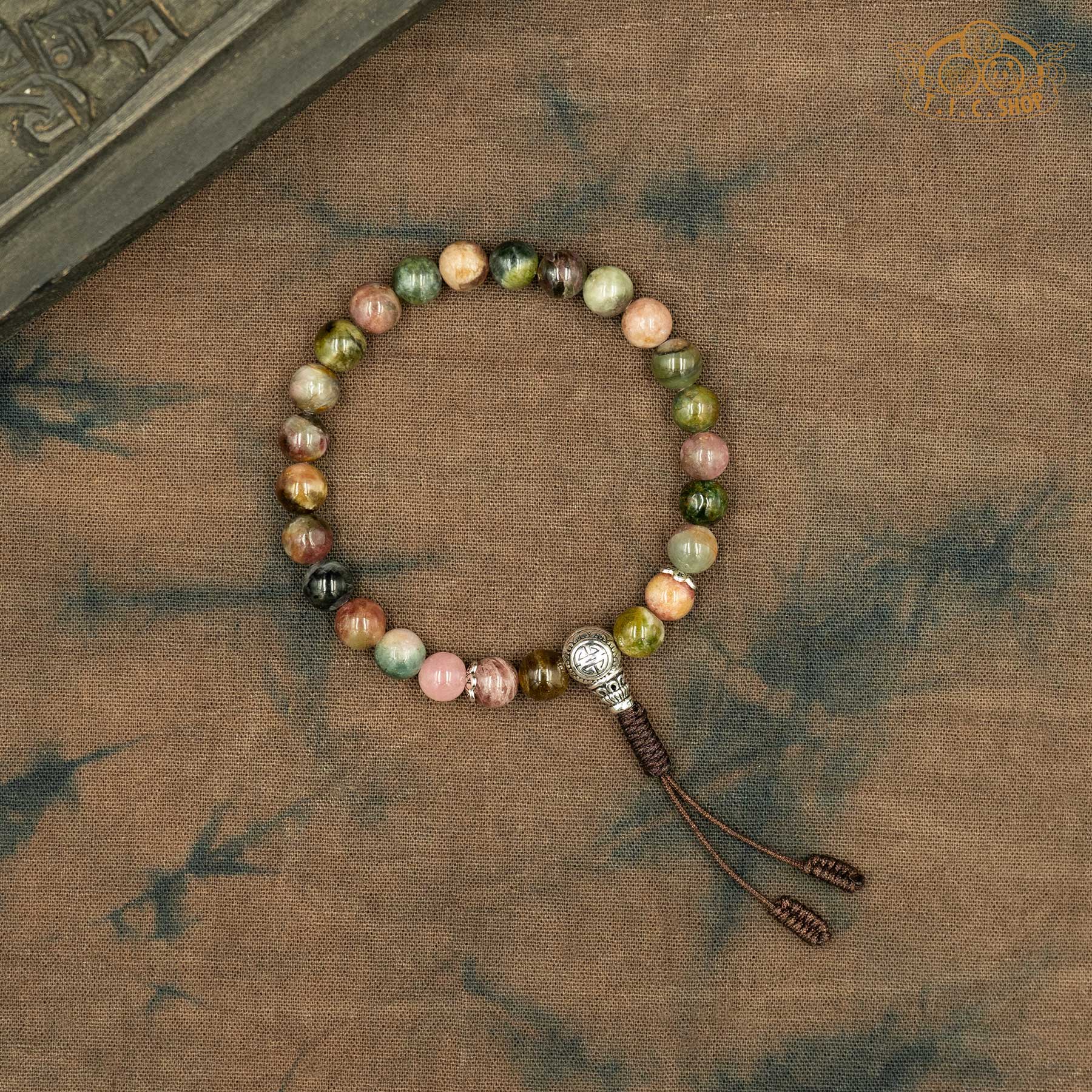 'Clear Cool Mountain' Tourmaline 7mm Wrist Mala with S925 Guru Bead