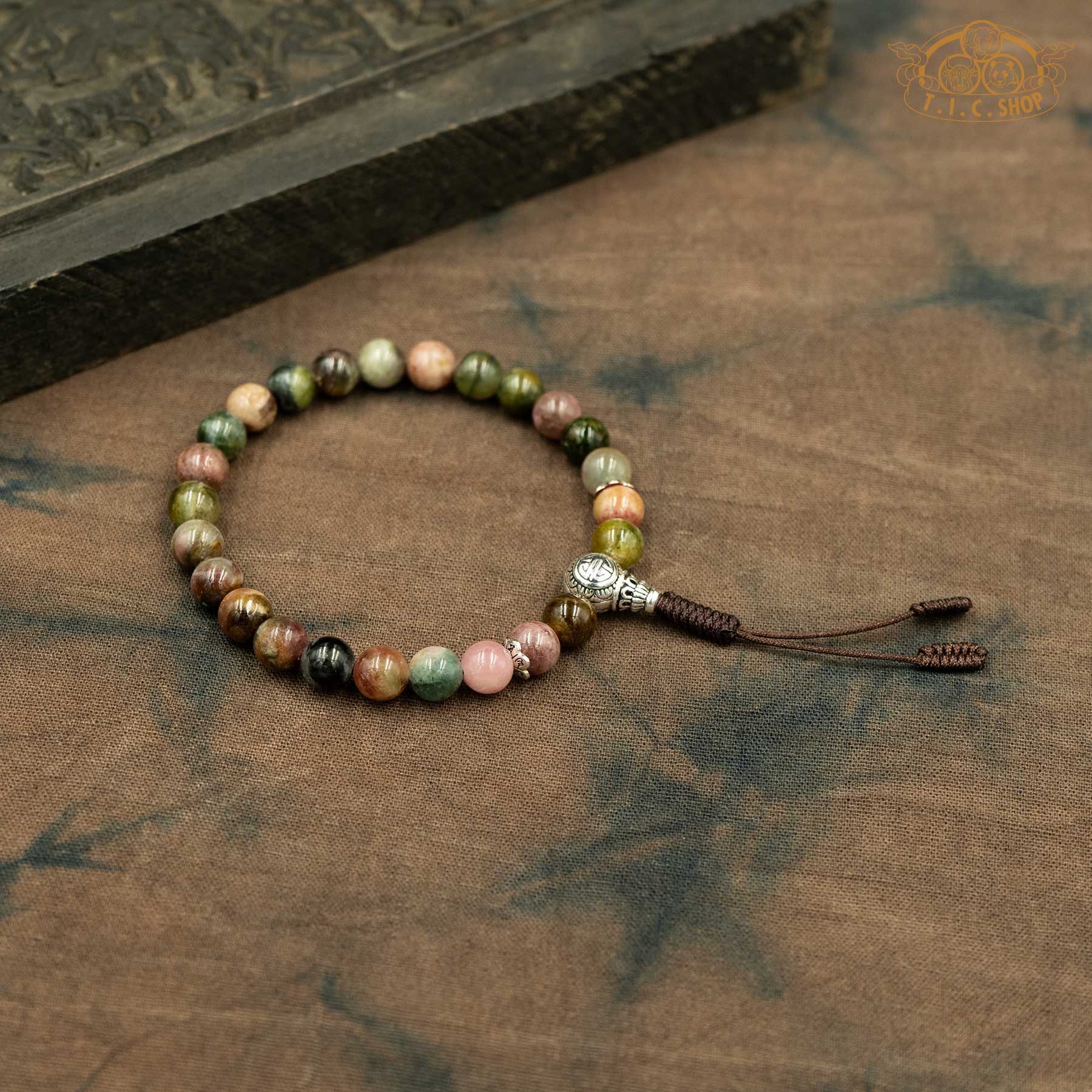 'Clear Cool Mountain' Tourmaline 7mm Wrist Mala with S925 Guru Bead