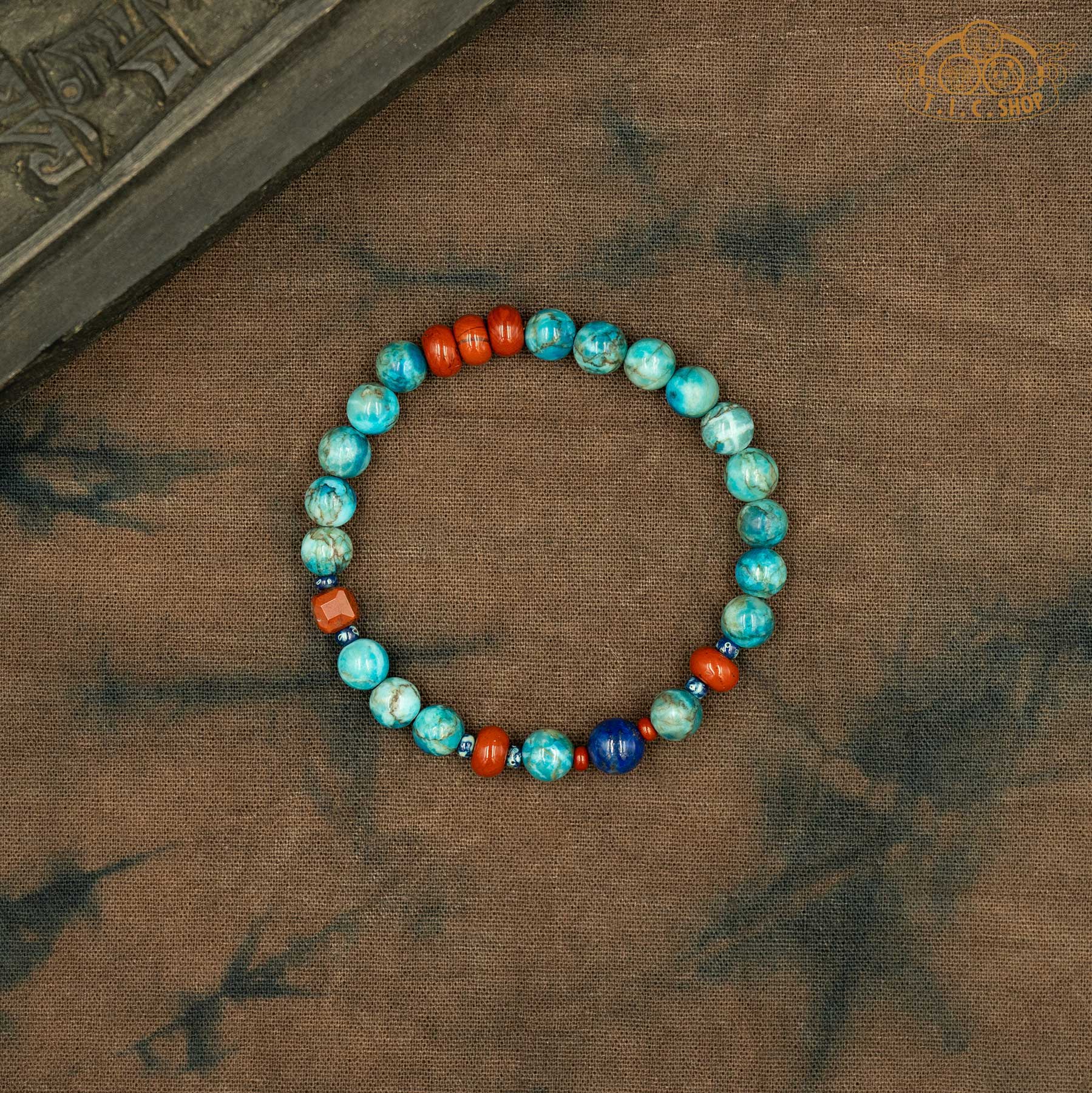 Turquoise Jasper with Red Jasper and Lapis Lazuli Beads Bracelet