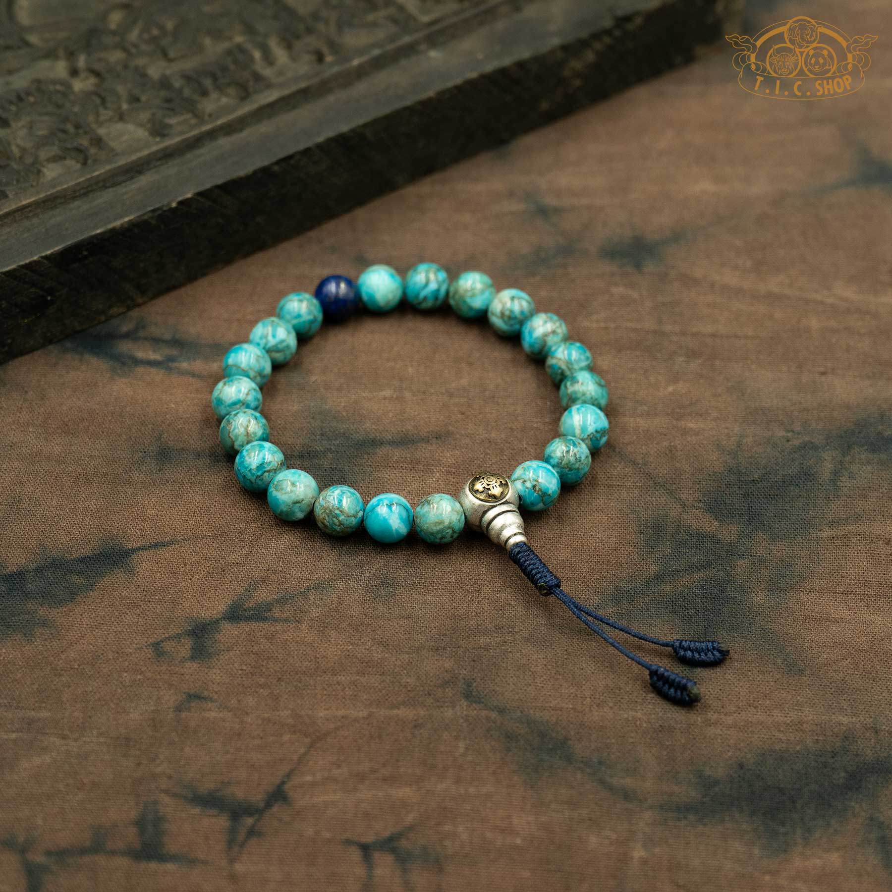 Turquoise Jasper 8mm Beads Wrist Mala Bracelet