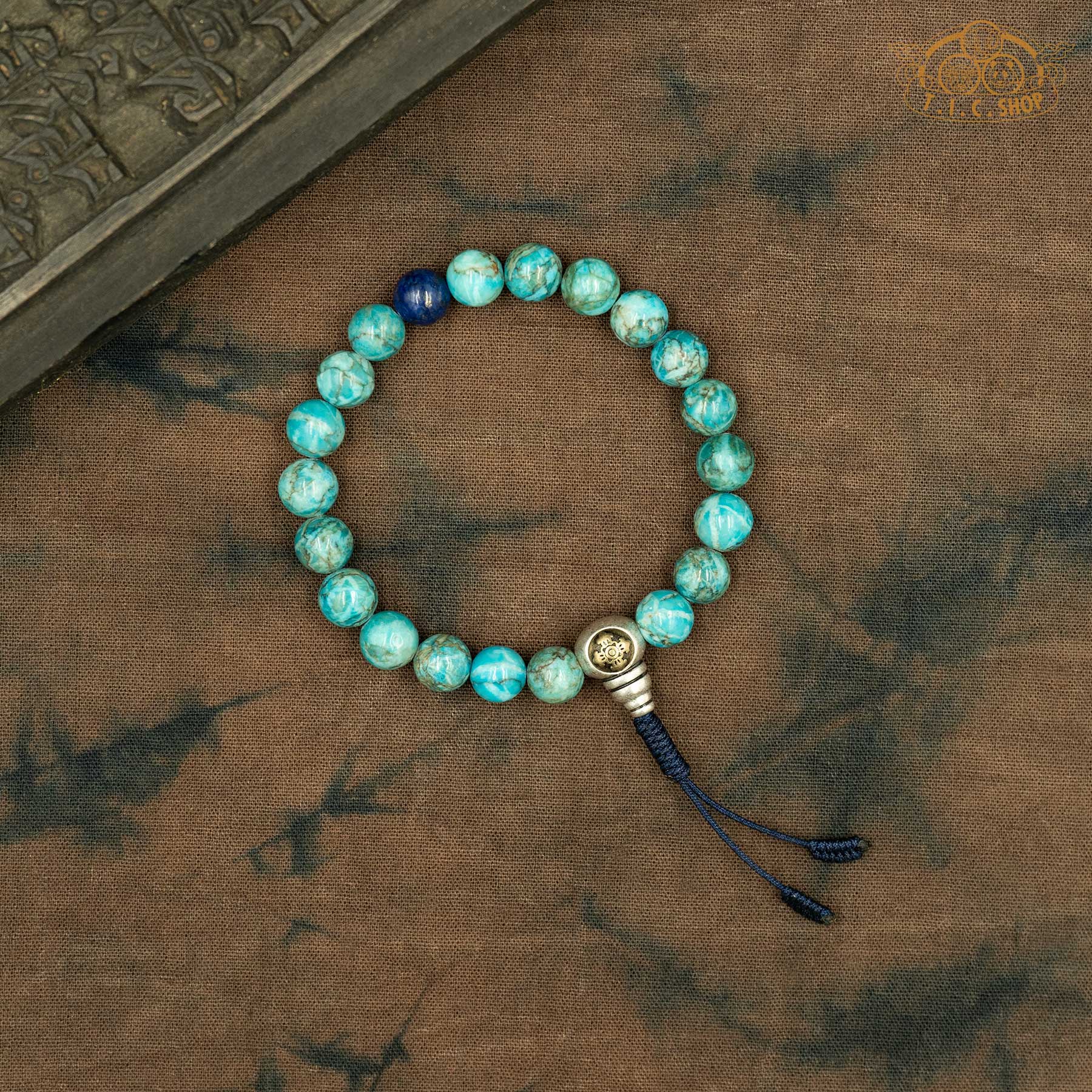 Turquoise Jasper 8mm Beads Wrist Mala Bracelet