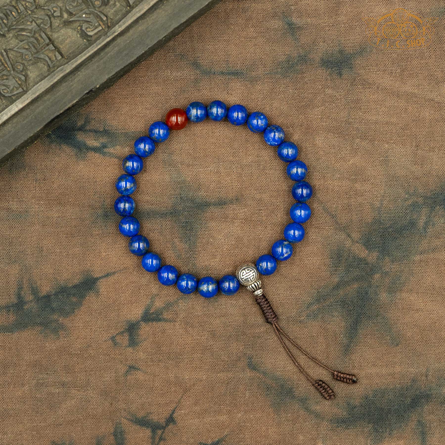 Lapis Lazuli 7mm Beads Wrist Mala Bracelet with S925 Guru Bead