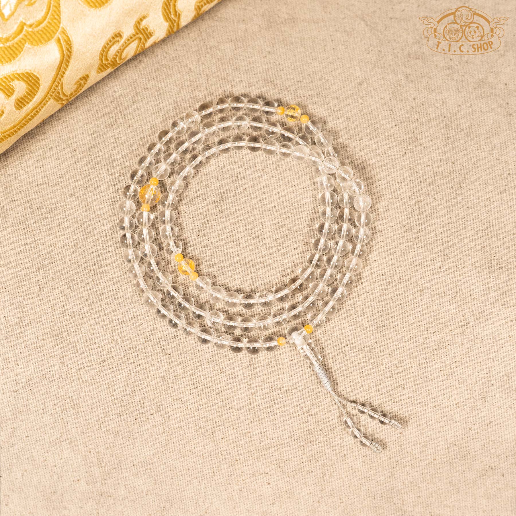 Clear Quartz 6mm 108-Bead Traditional Prayer Mala