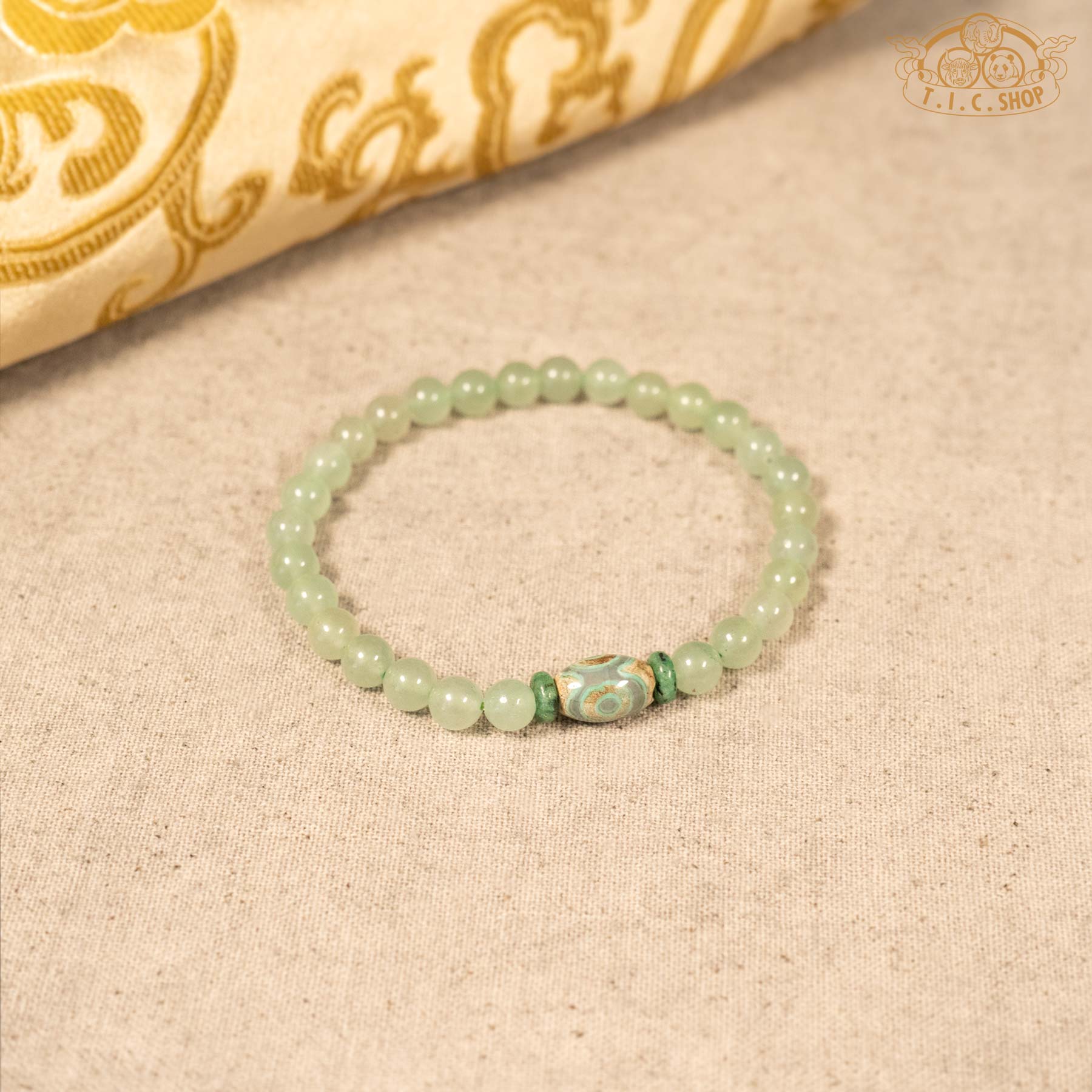 Dzi Bead Aventurine 6mm Bead Bracelet