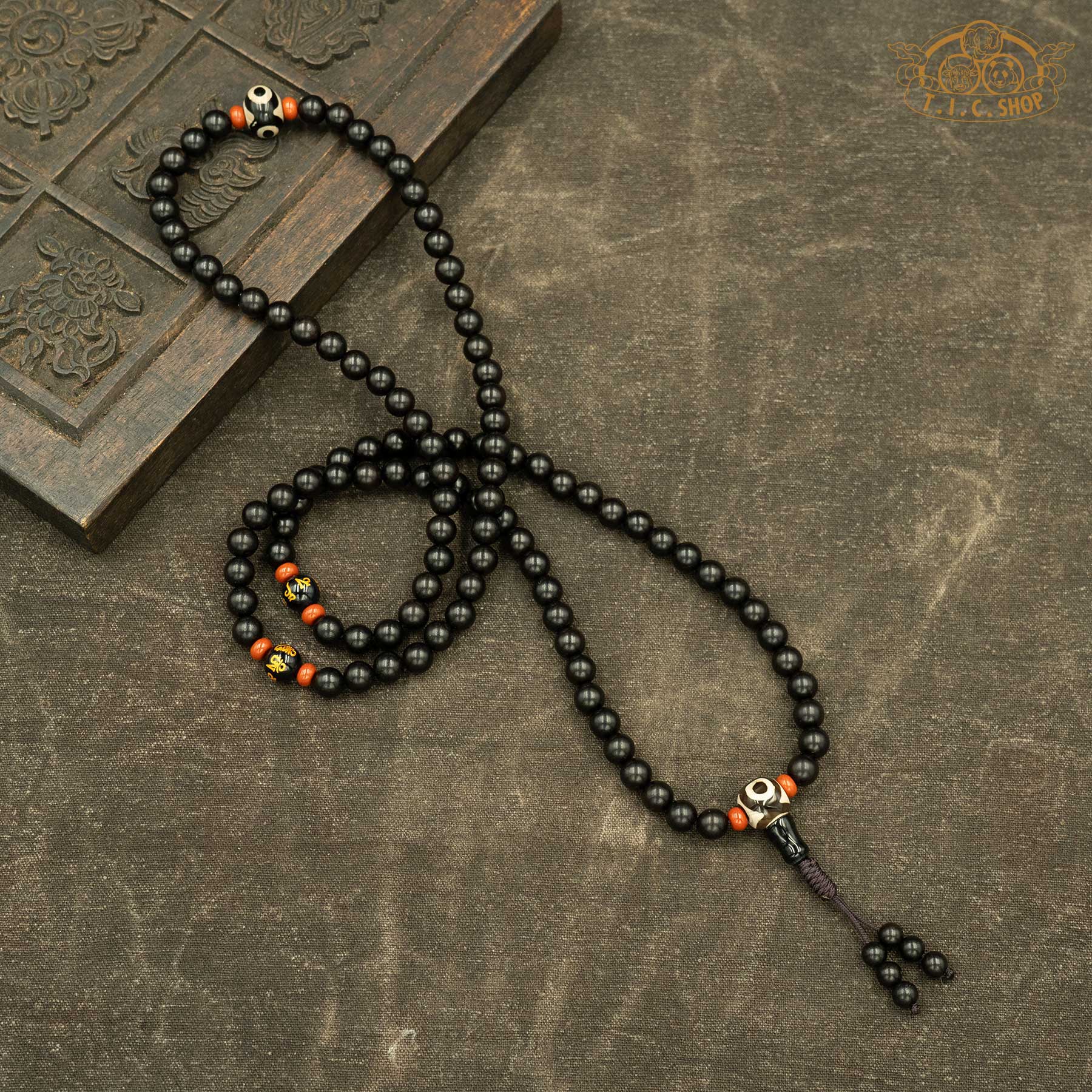 Black Sandalwood 8mm 108-Bead Traditional Prayer Mala