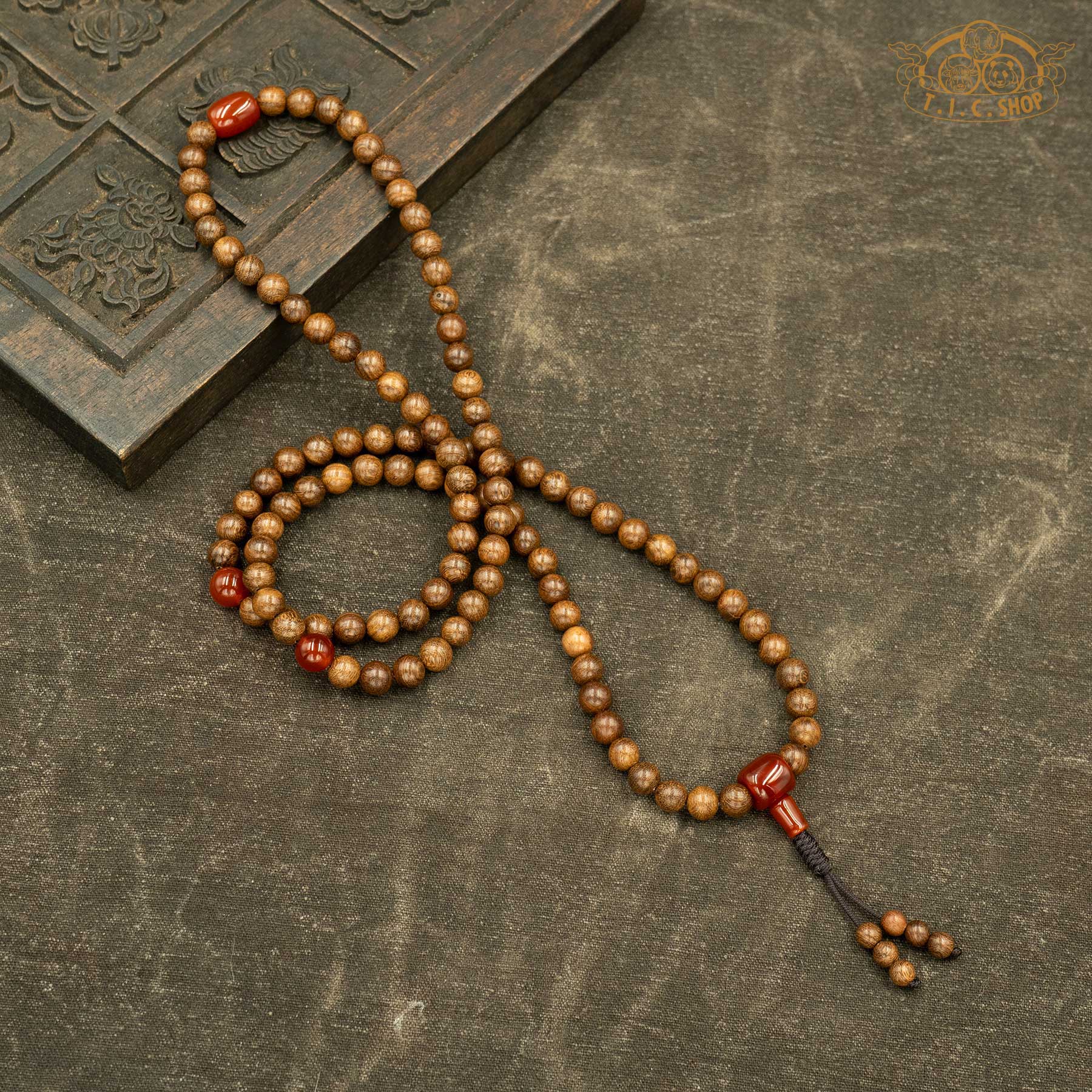 Golden Sandalwood 8mm 108-Bead Traditional Prayer Mala