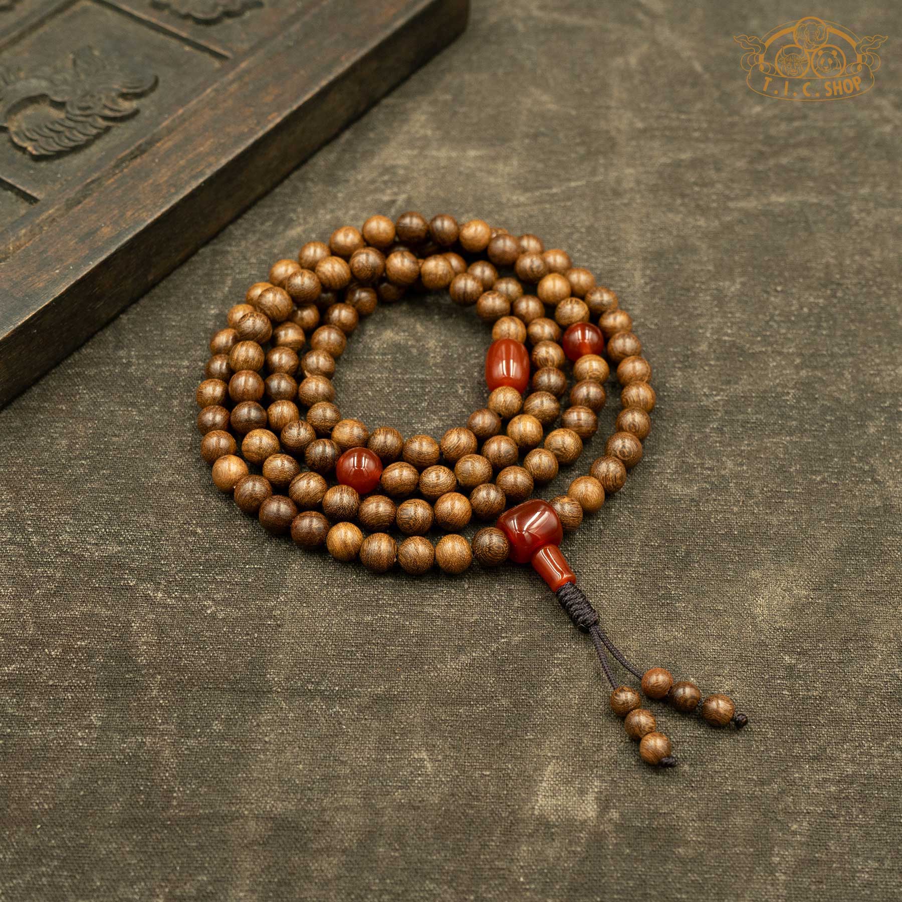 Golden Sandalwood 8mm 108-Bead Traditional Prayer Mala