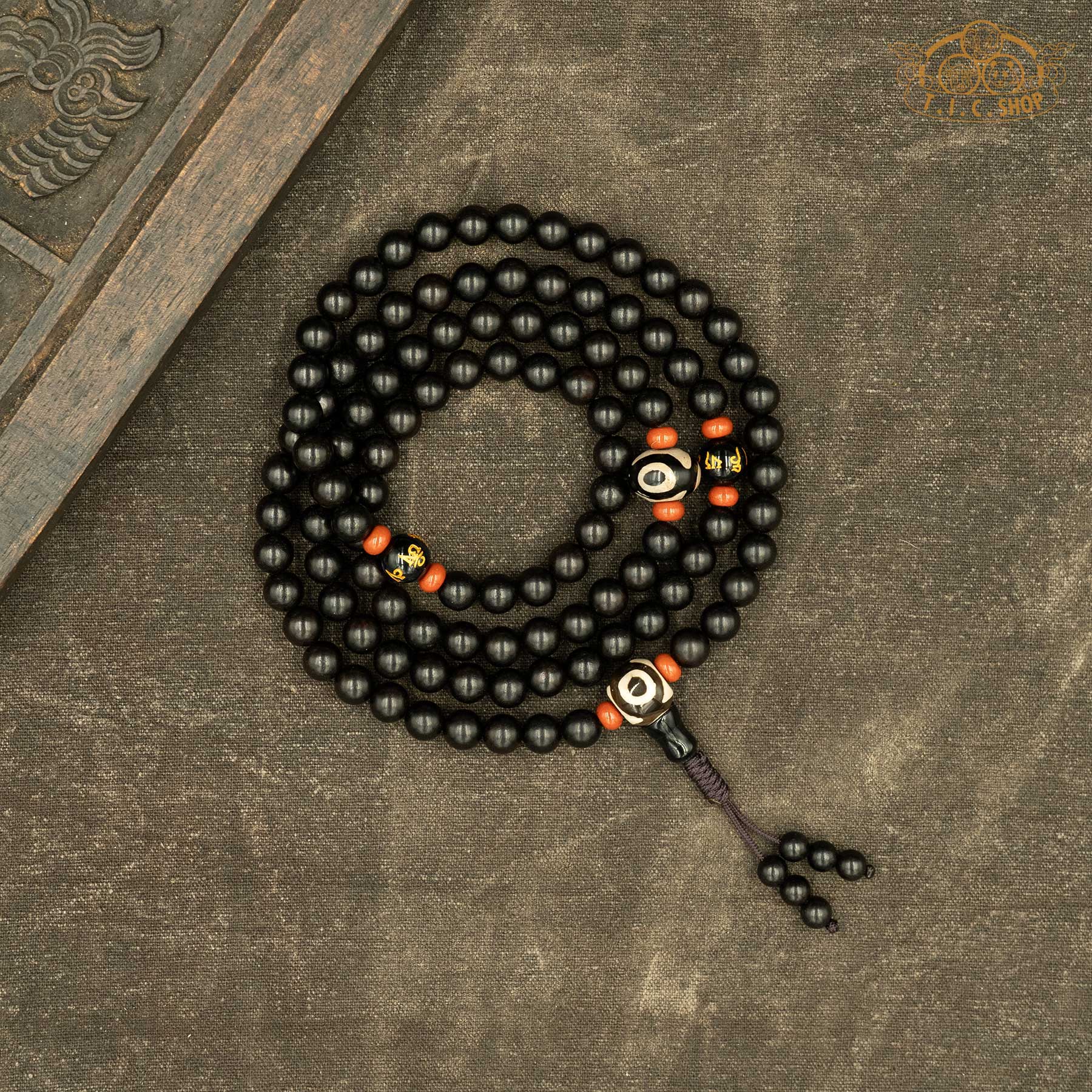 Black Sandalwood 8mm 108-Bead Traditional Prayer Mala