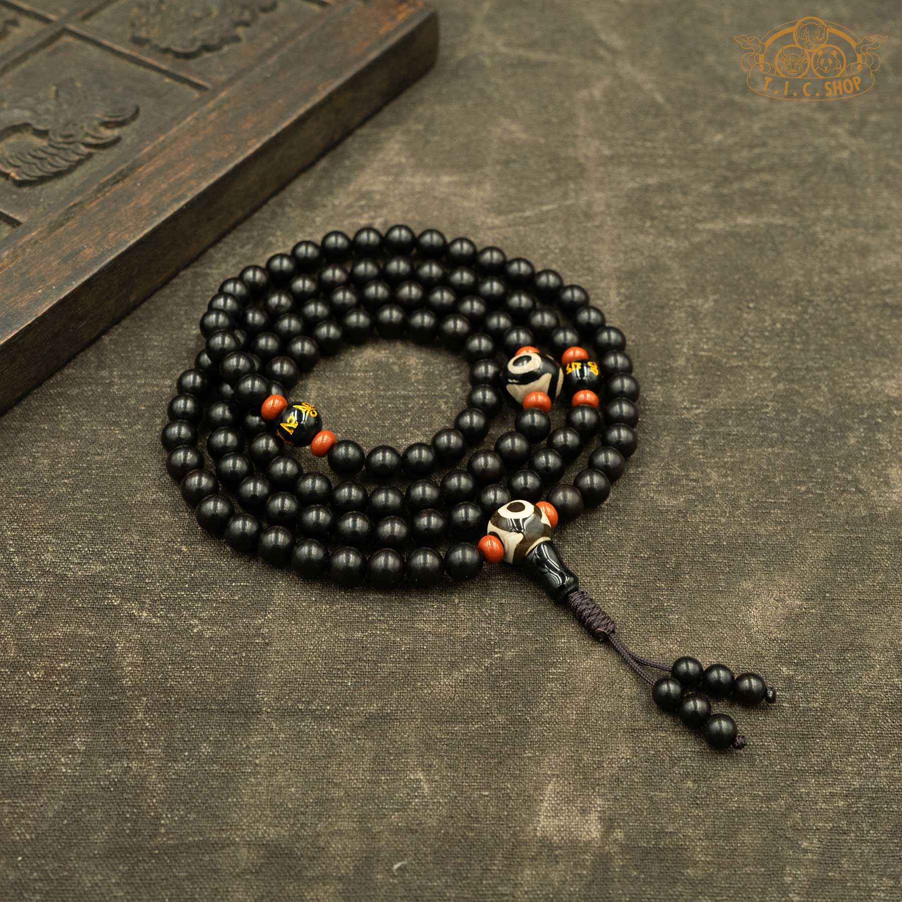 Black Sandalwood 8mm 108-Bead Traditional Prayer Mala