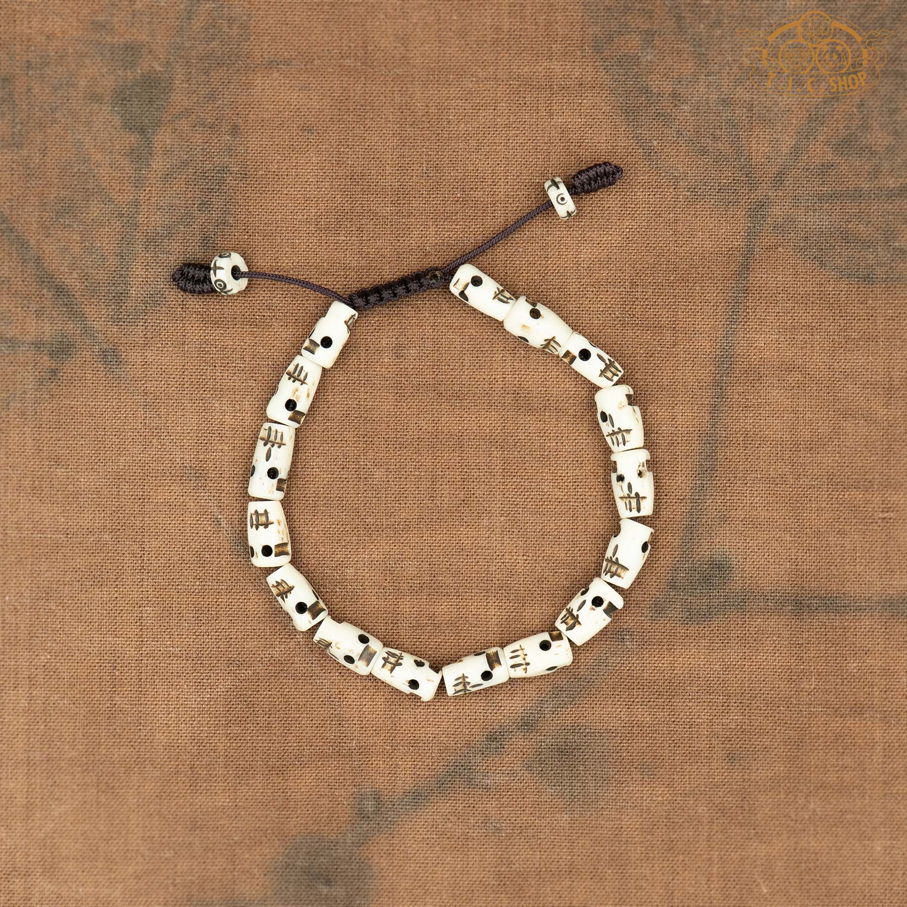 Skull-Shaped Tibetan Yak Bone Amulet Bracelet