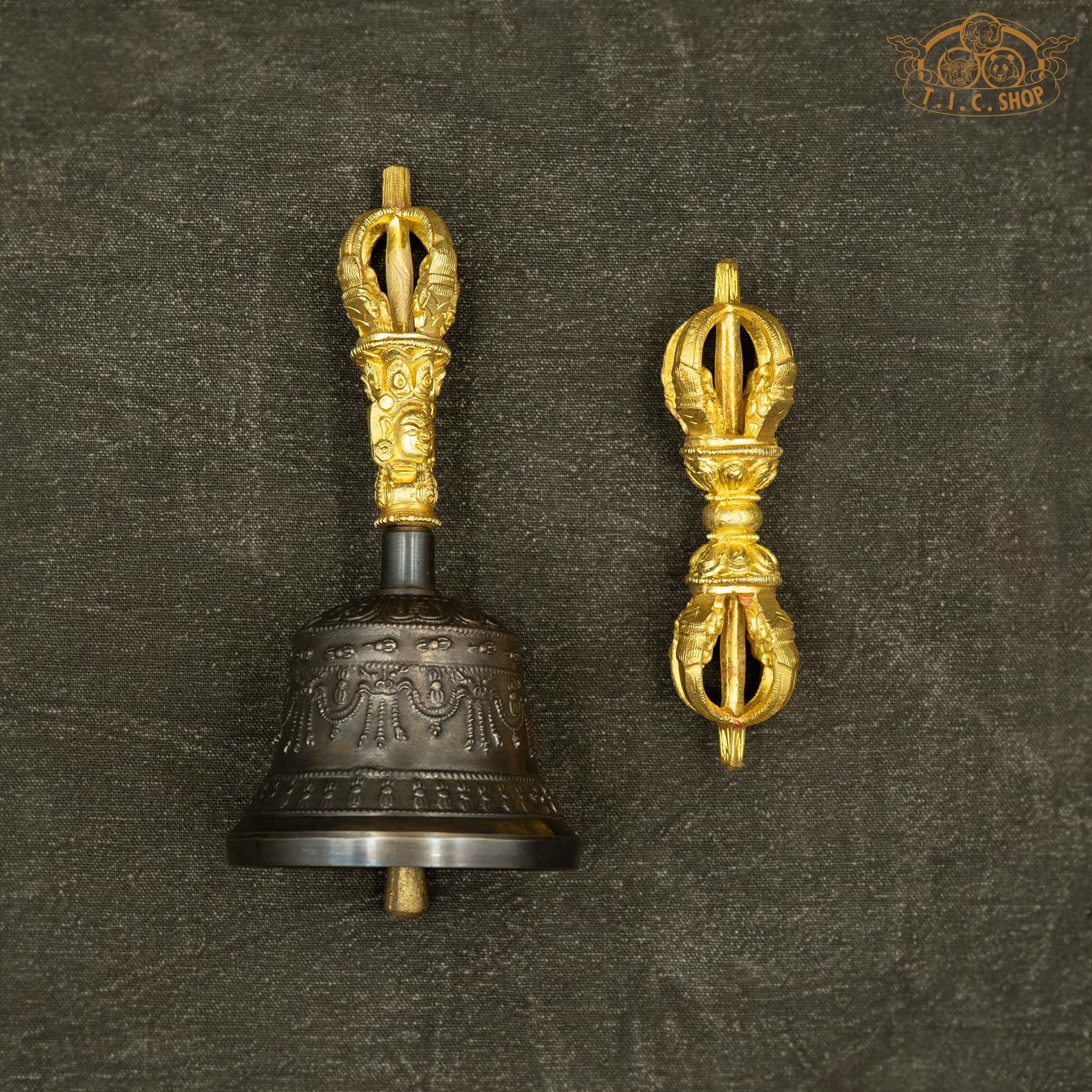 Tibetan Vajra and Bell (Dorje and Ghanta) Ritual Set Medium