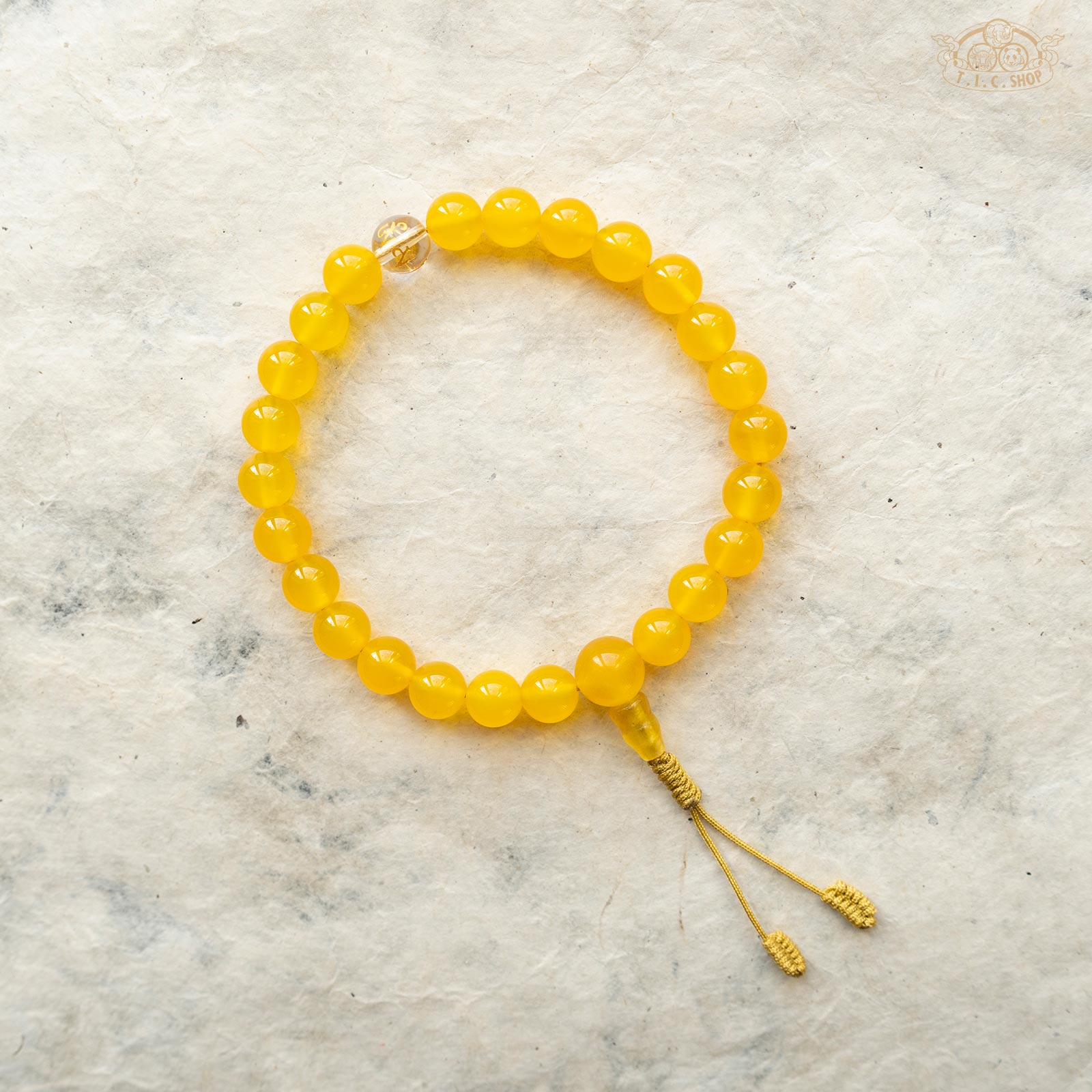 Om Mantra Yellow Agate 8mm Beads Wrist Mala