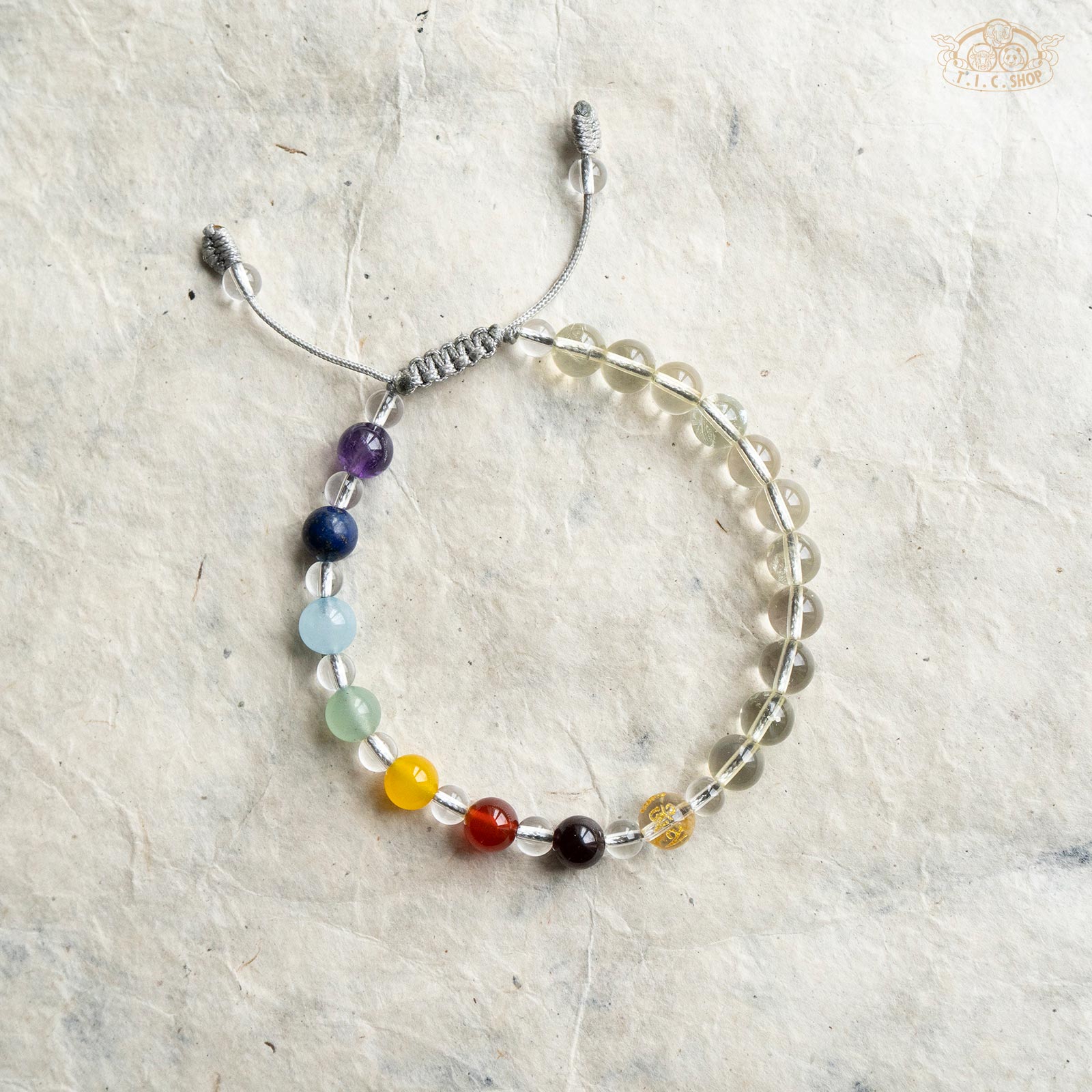 Seven Chakra 6mm Beads Bracelet with OM Mantra