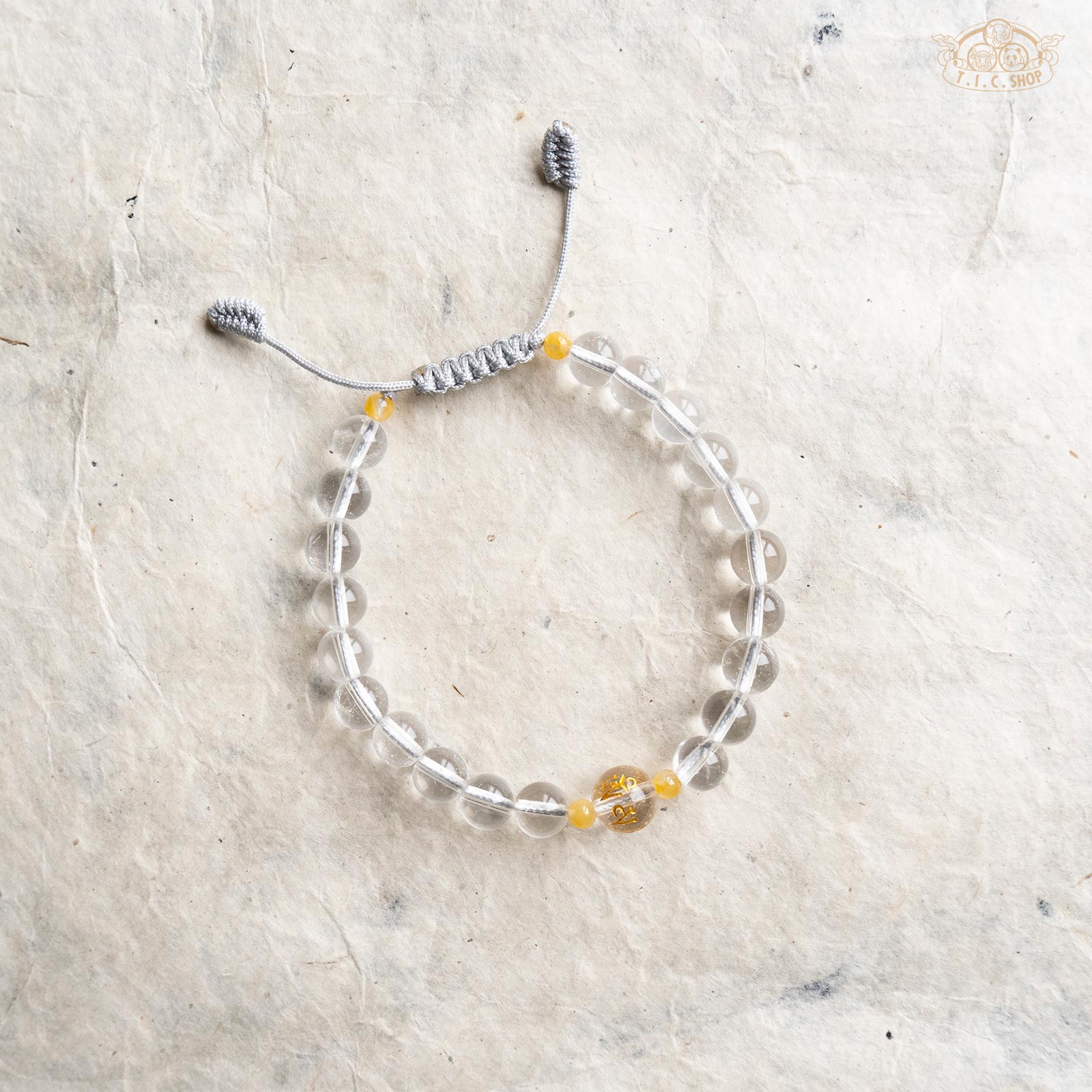 Clear Quartz 6mm Beads Bracelet with Om Mantra