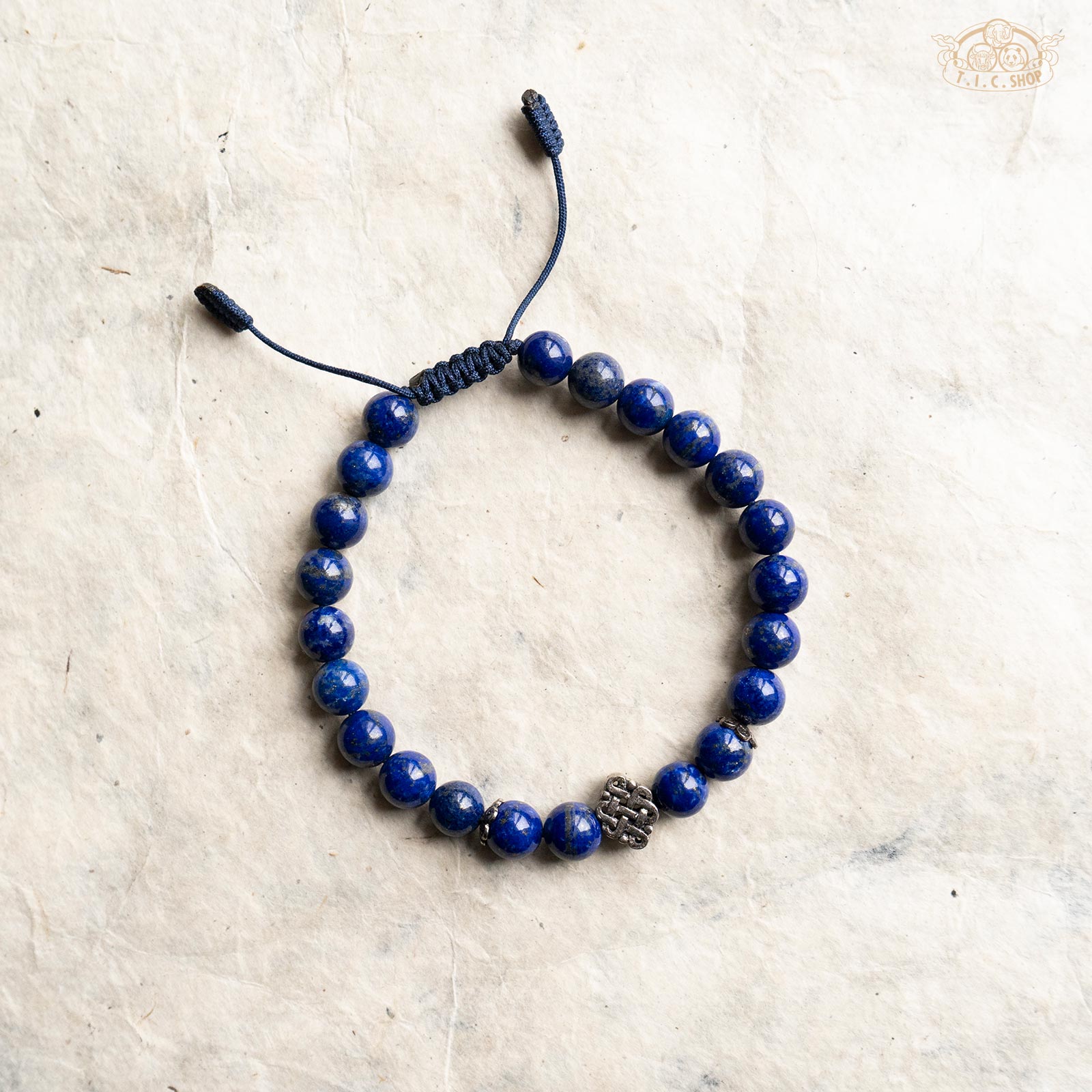 Lapis Lazuli 7mm Beads Bracelet with 925silver Endless Symbol