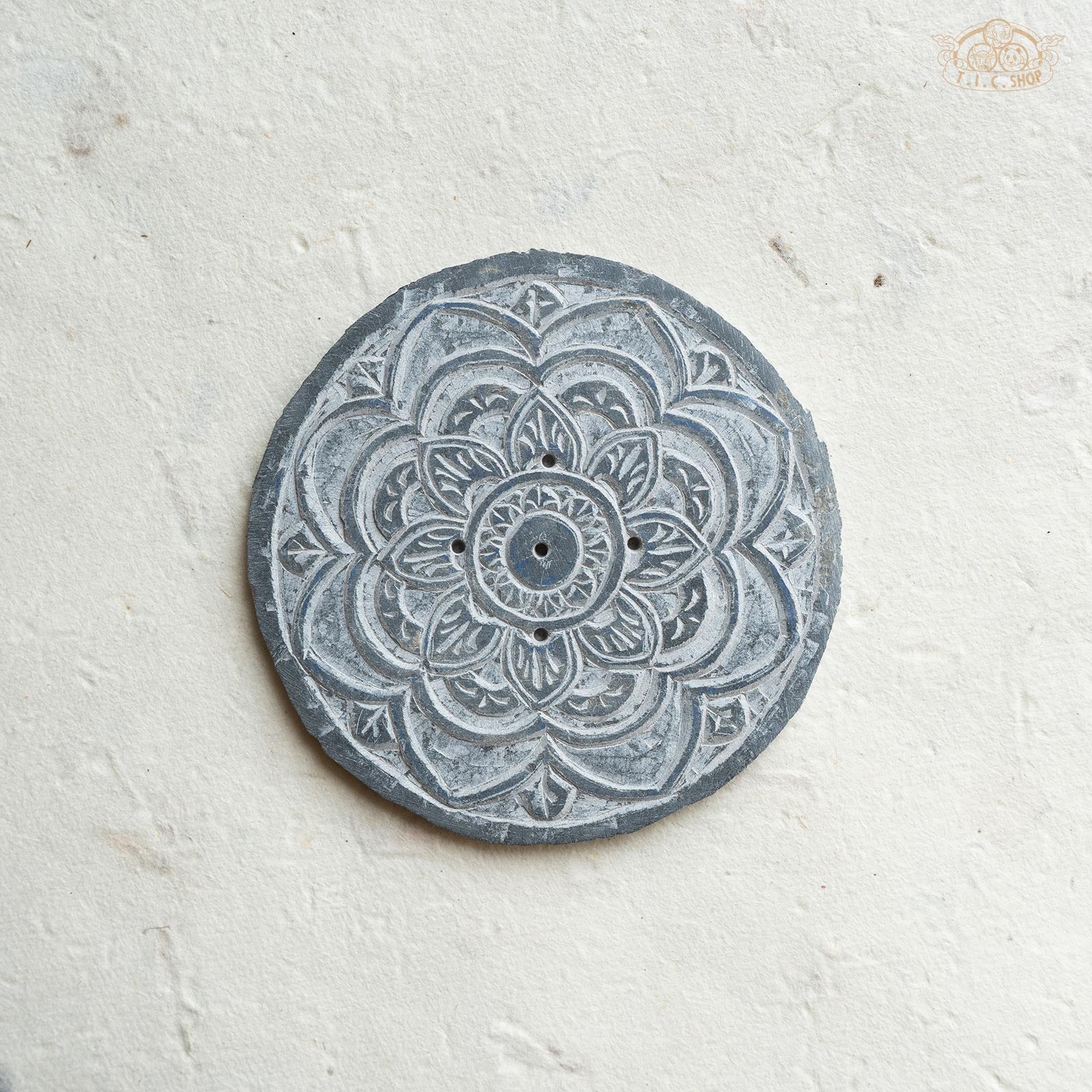 Mandala Hand Carved Stone Incense Holder Plate